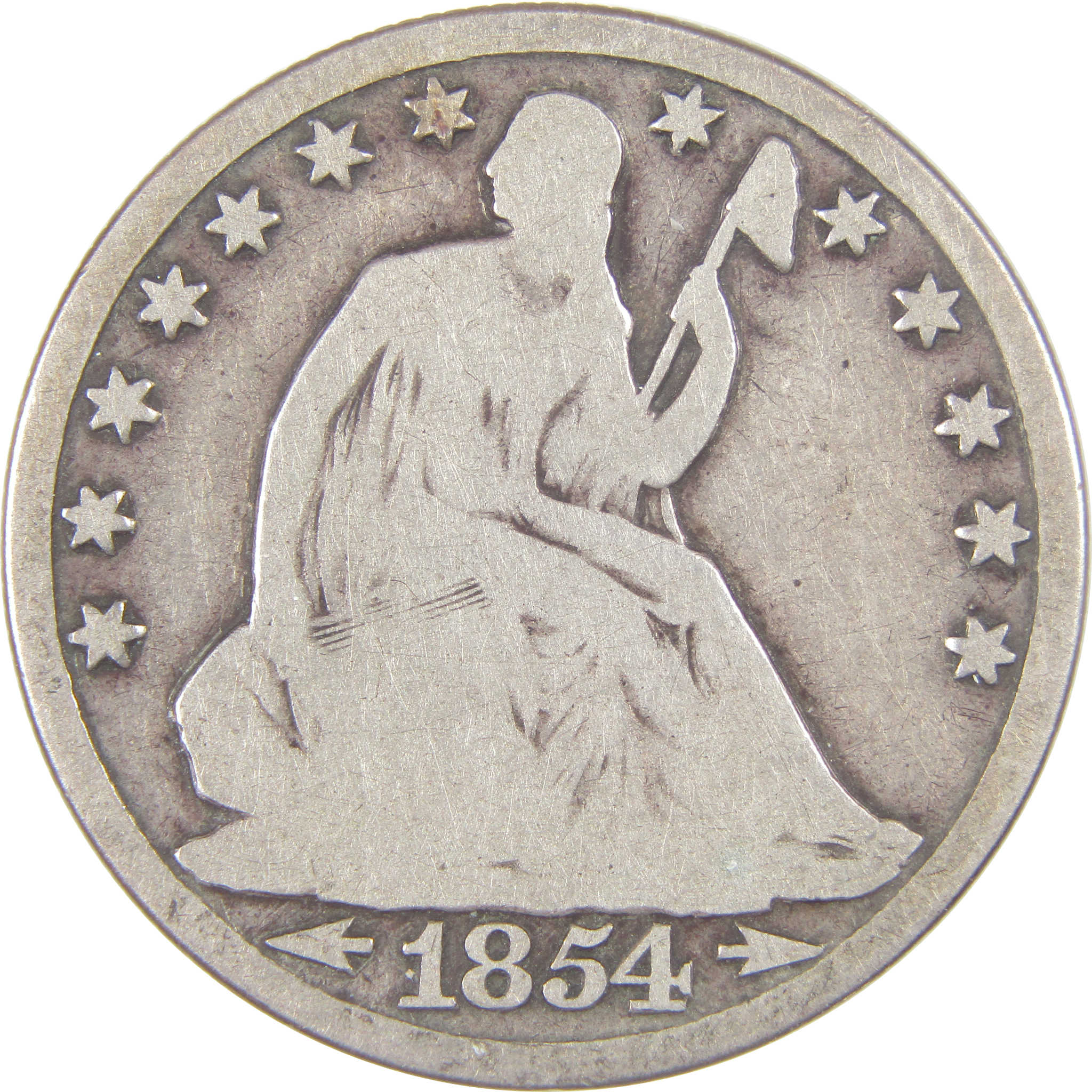 1854 O Seated Liberty Half Dollar G Good Silver 50c Coin SKU:I17228