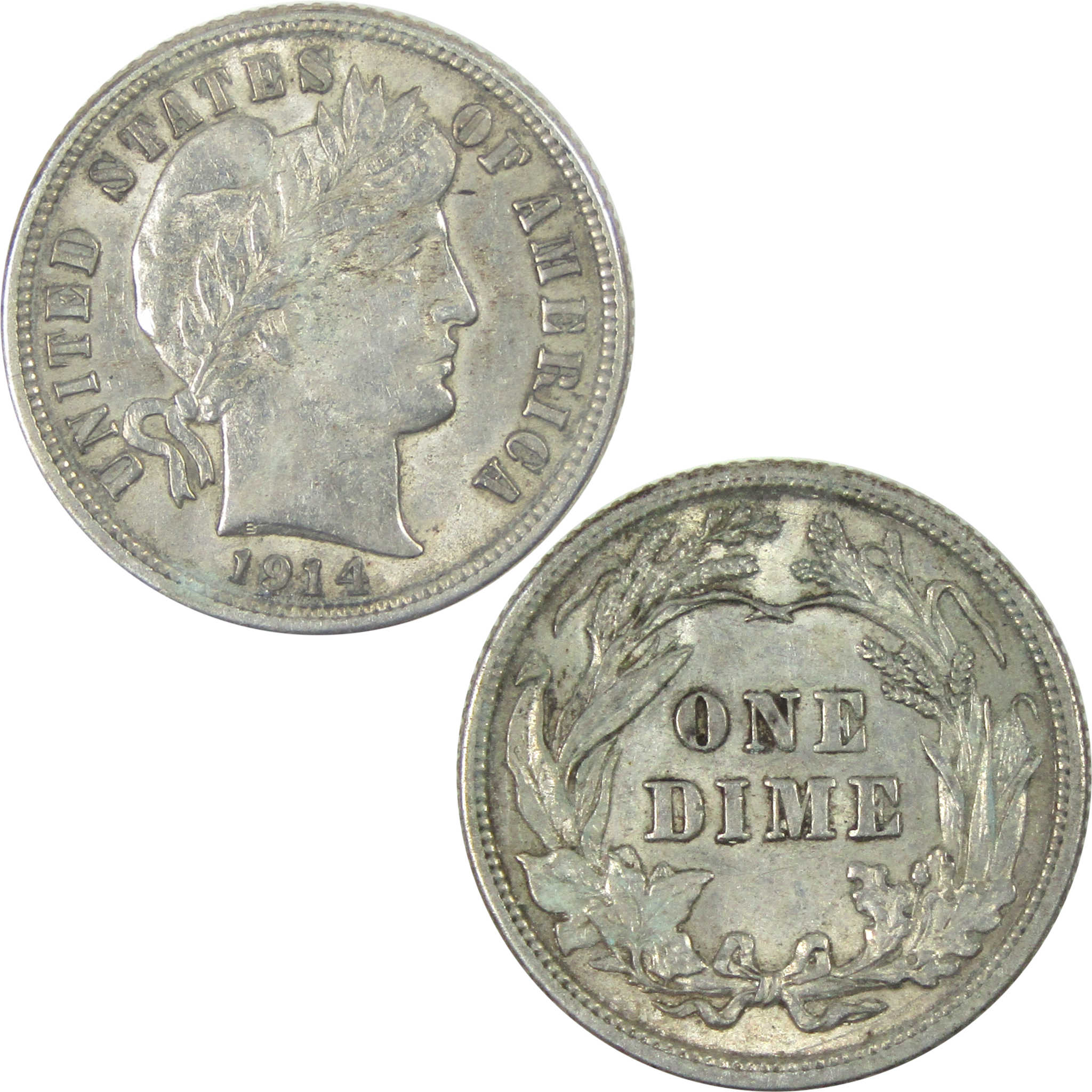 1914 Barber Dime Borderline Uncirculated Silver 10c Coin SKU:I15164