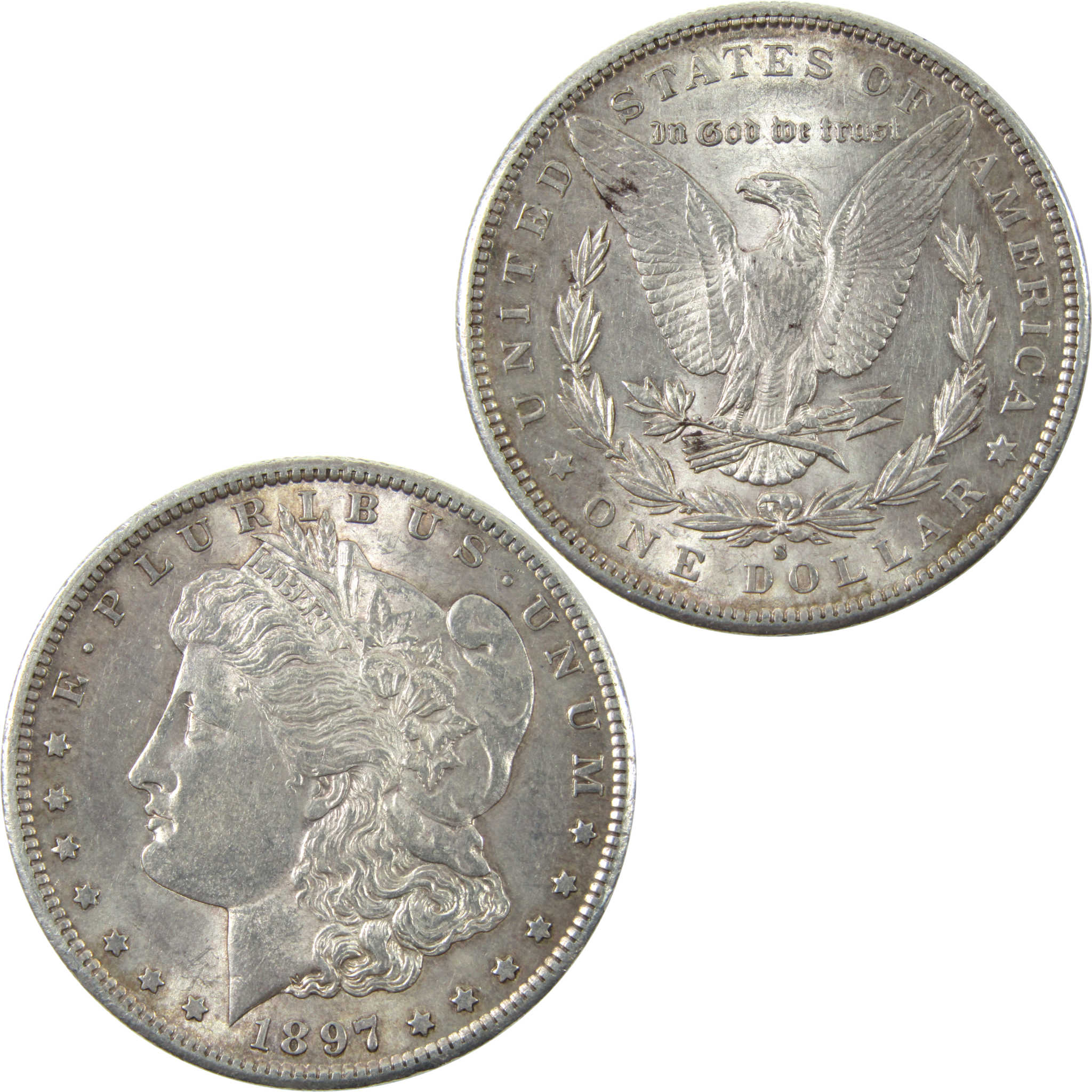 1897 S Morgan Dollar AU About Uncirculated Silver $1 Coin SKU:I14187 - Morgan coin - Morgan silver dollar - Morgan silver dollar for sale - Profile Coins &amp; Collectibles