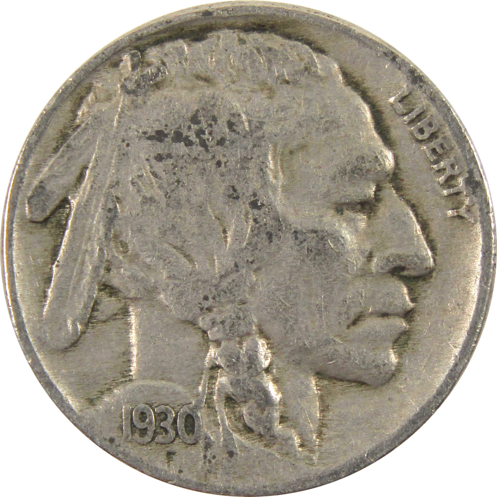 1930 Indian Head Buffalo Nickel AG About Good 5c Coin