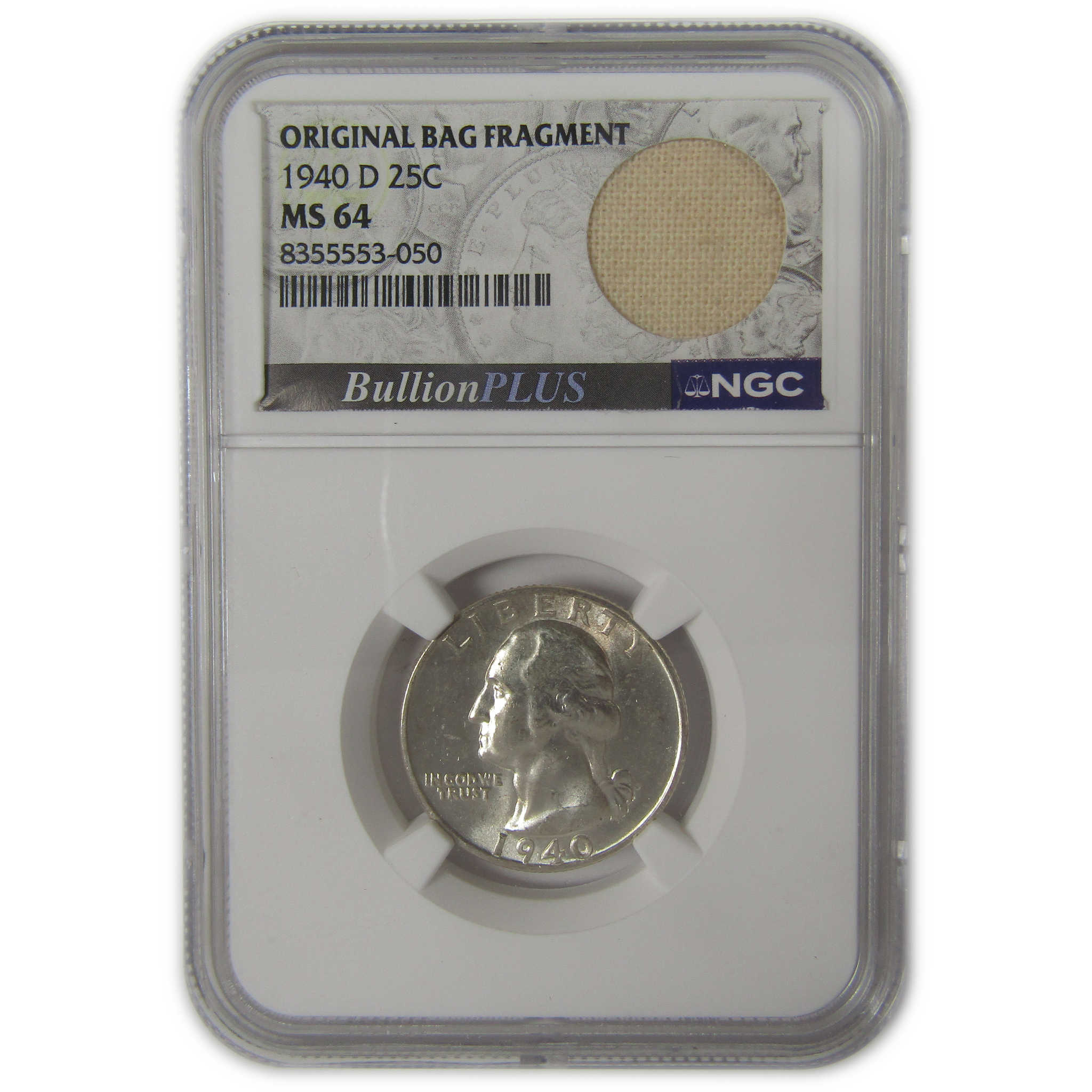 1940 D Washington Quarter MS 64 NGC Original Bag Fragment SKU:I22602