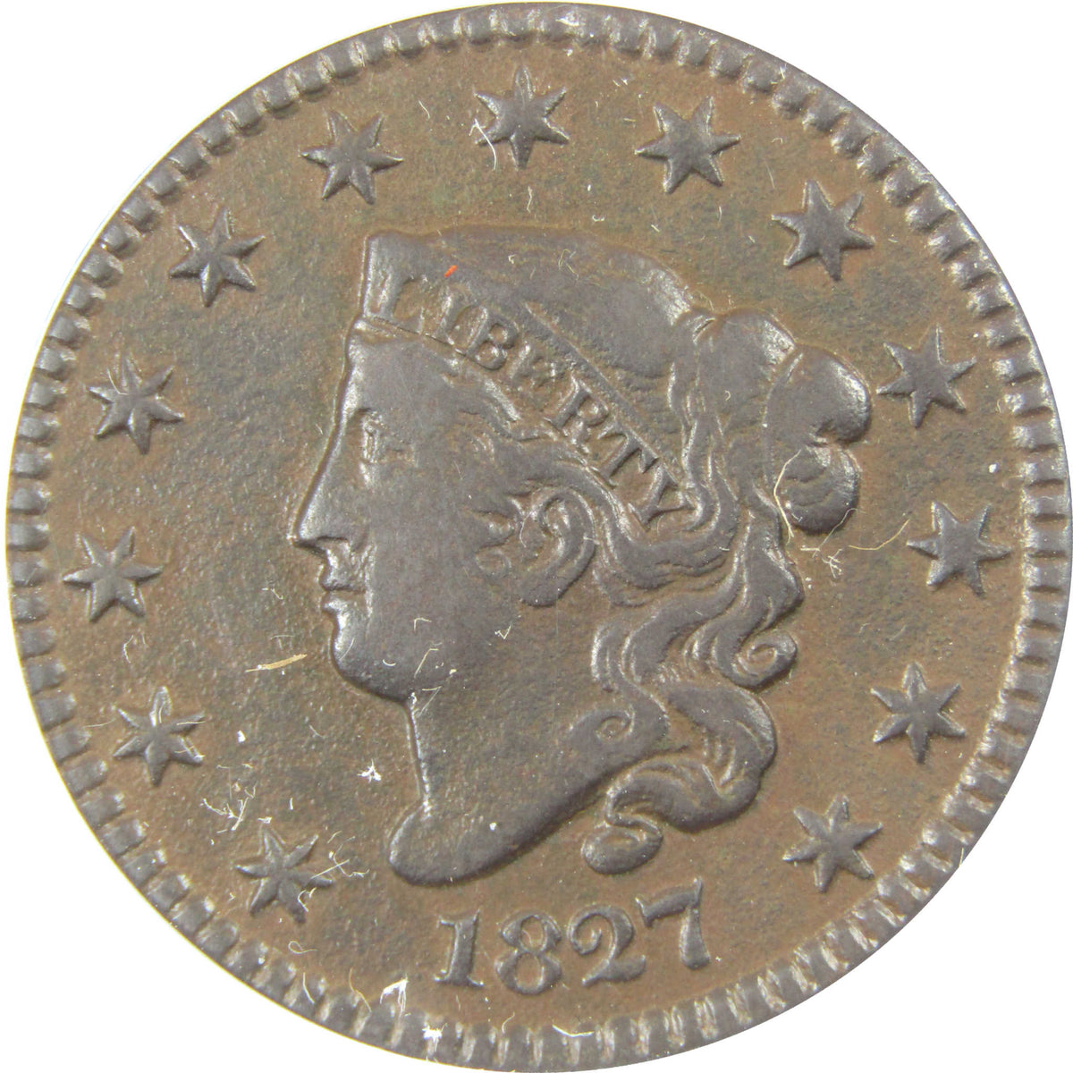 1827 Coronet Head Copper Large Cent VF 20 Details ANACS SKU:I28557