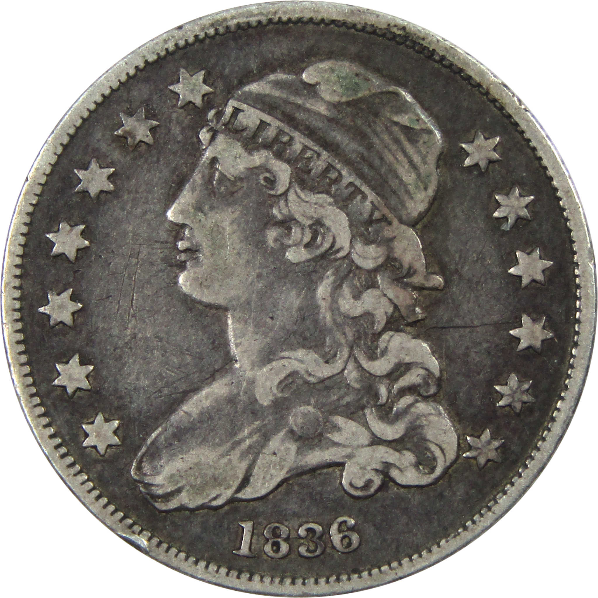 1836 Capped Bust Quarter F Fine Silver 25c Coin SKU:I13867