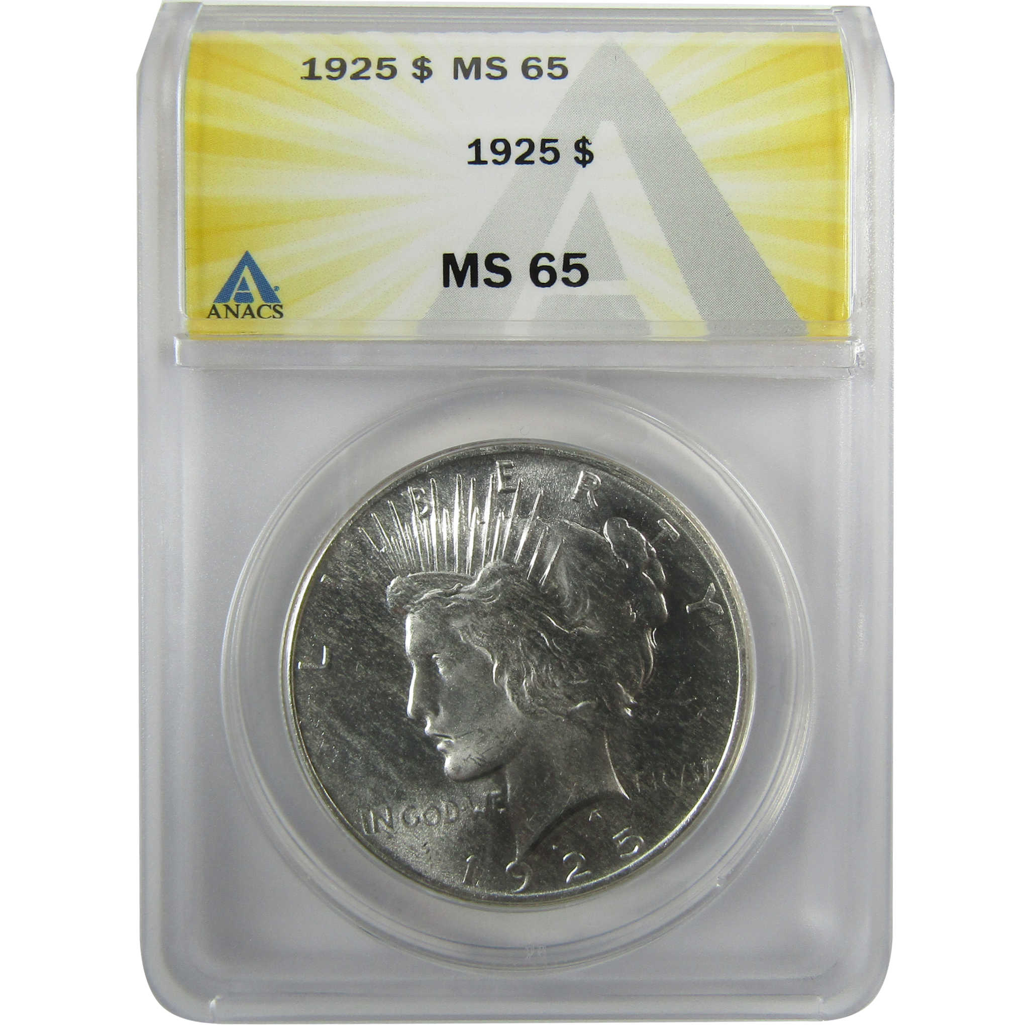 1925 Peace Silver Dollar MS 65 ANACS Uncirculated $1 Coin SKU:I28084