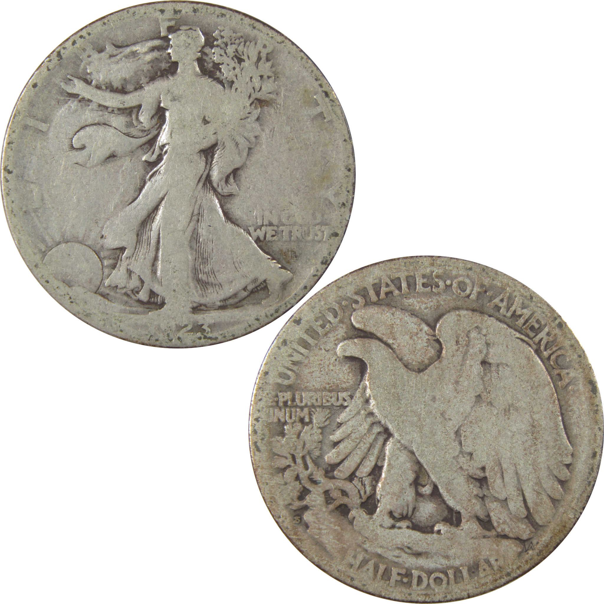 1923 S Liberty Walking Silver Half Dollar AG About Good SKU:I24126