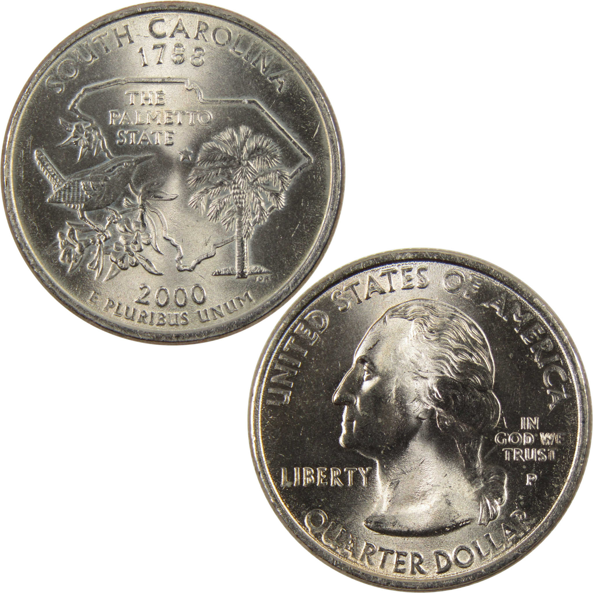 2000 P South Carolina State Quarter BU Uncirculated Clad 25c Coin
