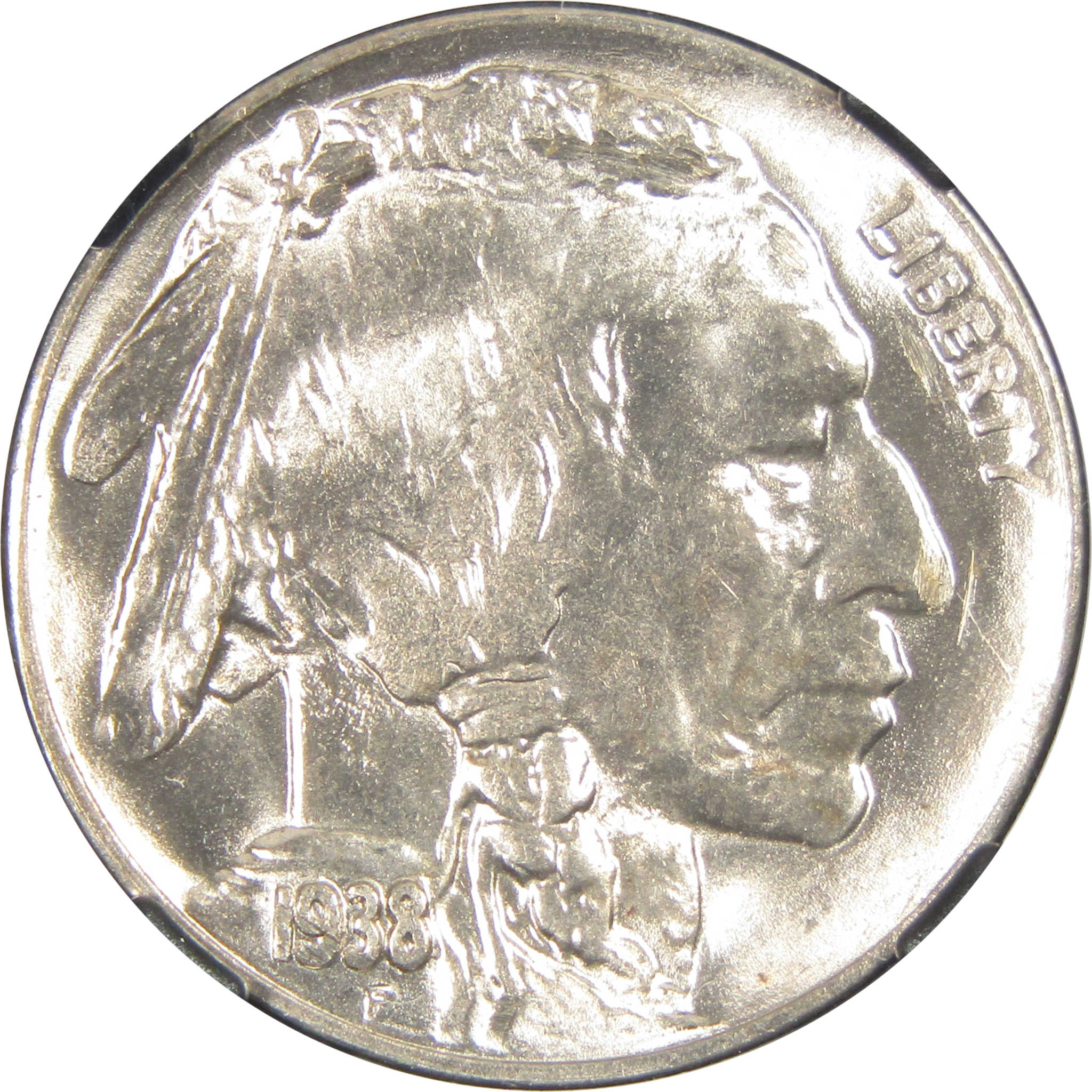 1938 D Buffalo Nickel MS 66 NGC 5c Original Bag Fragment SKU:I14600