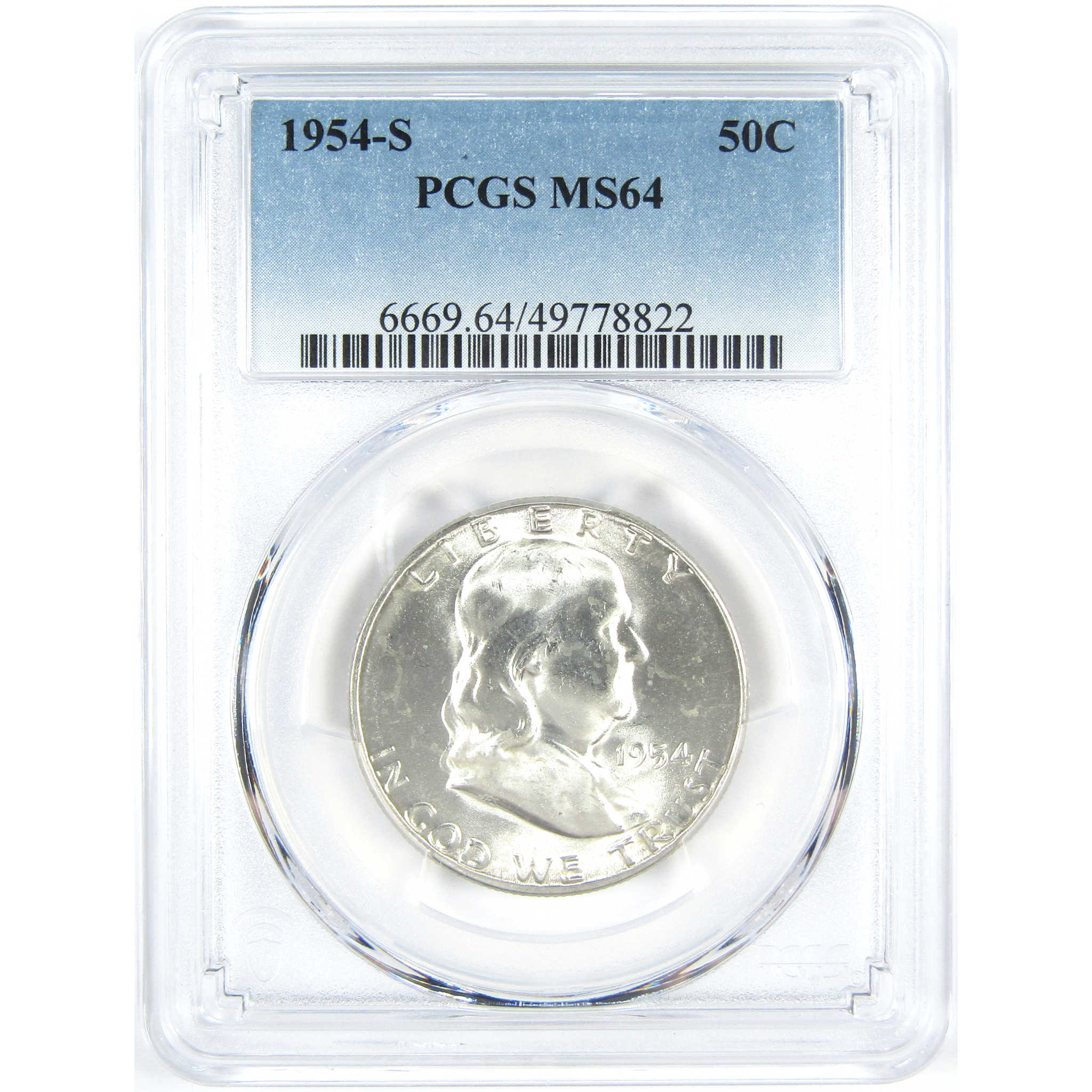 1954 S Franklin Half Dollar MS 64 PCGS Silver 50c Unc Coin SKU:I15233