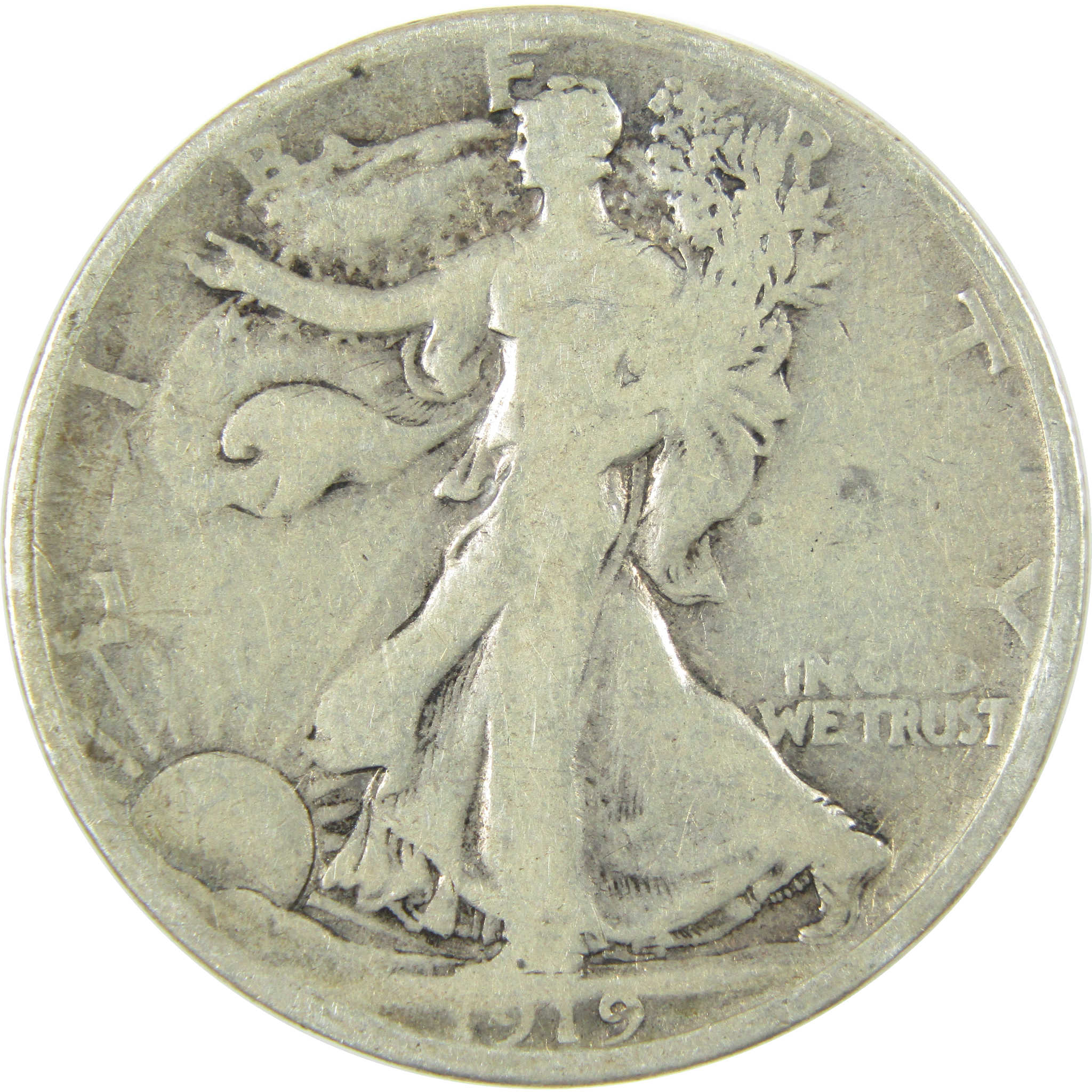 1919 D Liberty Walking Silver Half Dollar VG Very Good Coin SKU:I28918