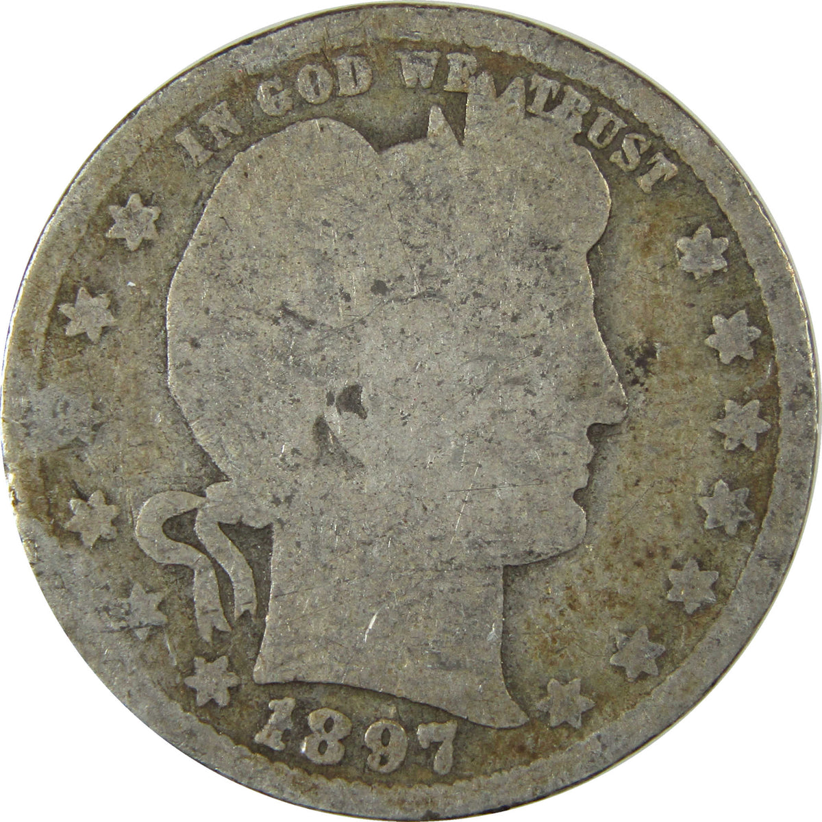 1897 O Barber Silver Quarter G Good Details 25c Coin SKU:I28532