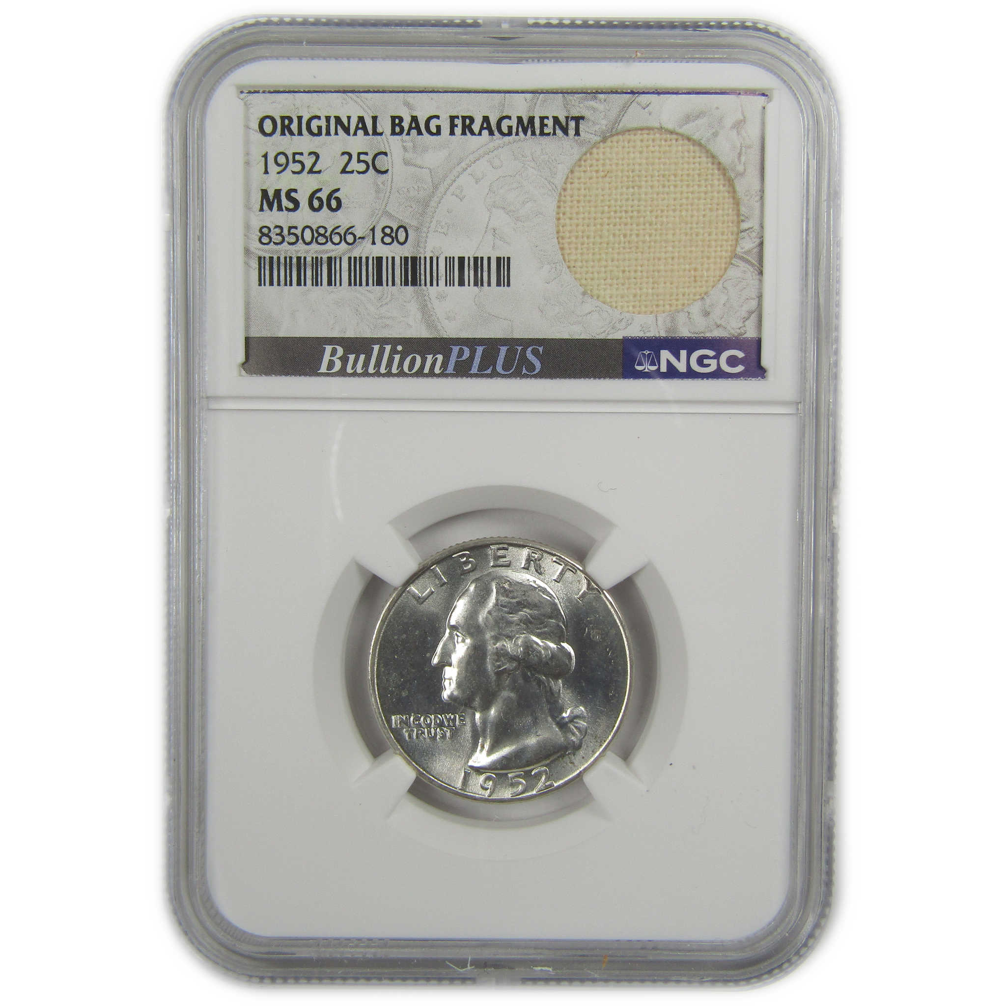 1952 Washington Quarter MS 66 NGC Silver Bag Fragment SKU:I20525