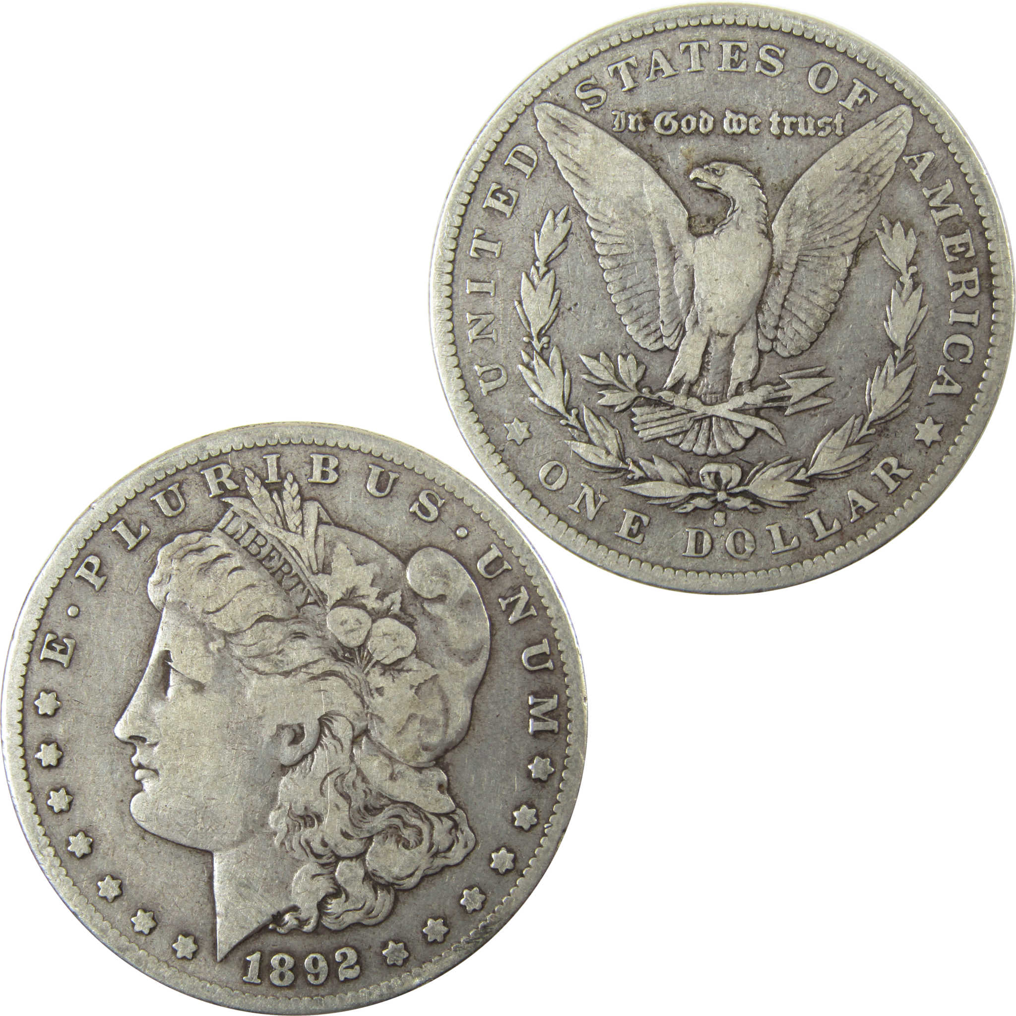 1892 S Morgan Silver Dollar F Fine $1 Coin SKU:I28490