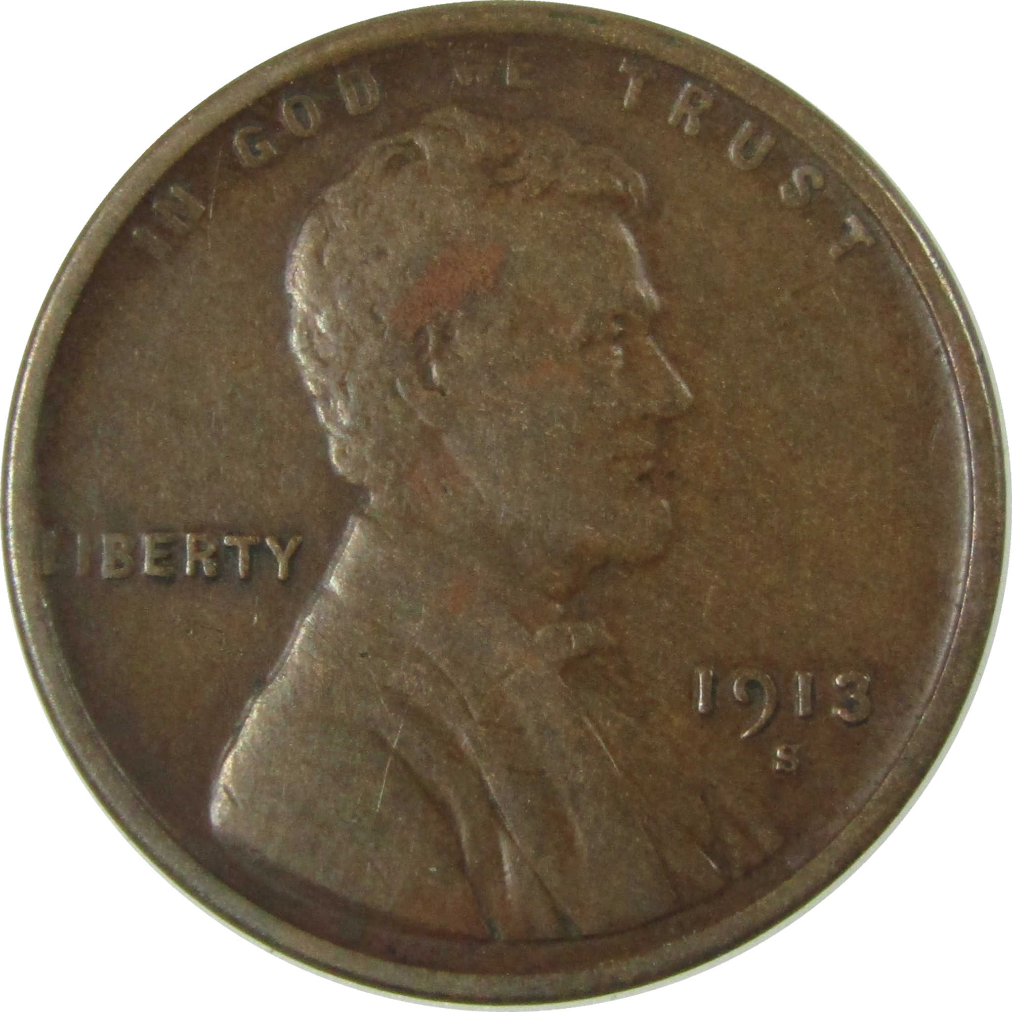1913 S Lincoln Wheat Cent VF Very Fine Penny 1c Coin SKU:I26044