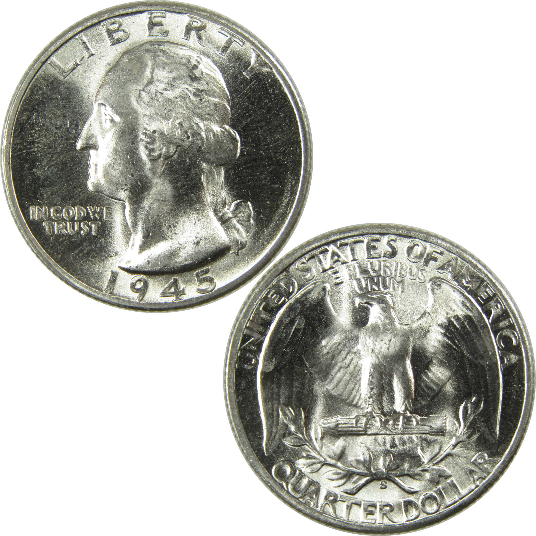 1945 S Washington Silver Quarter Uncirculated Mint State SKU:I27830