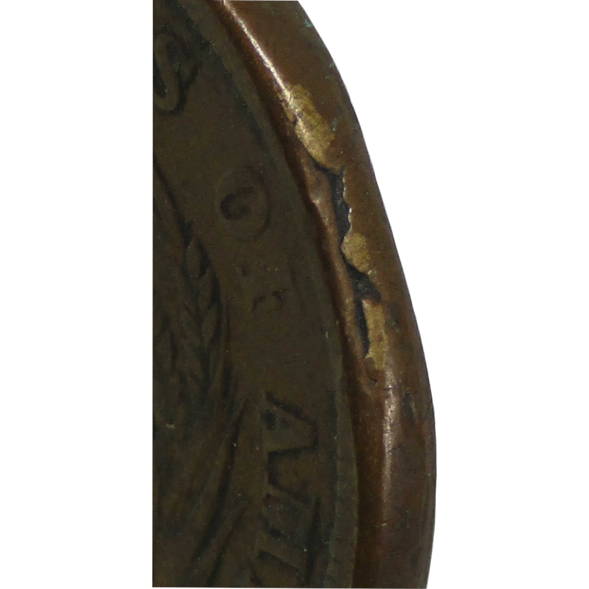 1865 Two Cent Piece F Fine 2c Coin Planchet Flaw SKU:I28243