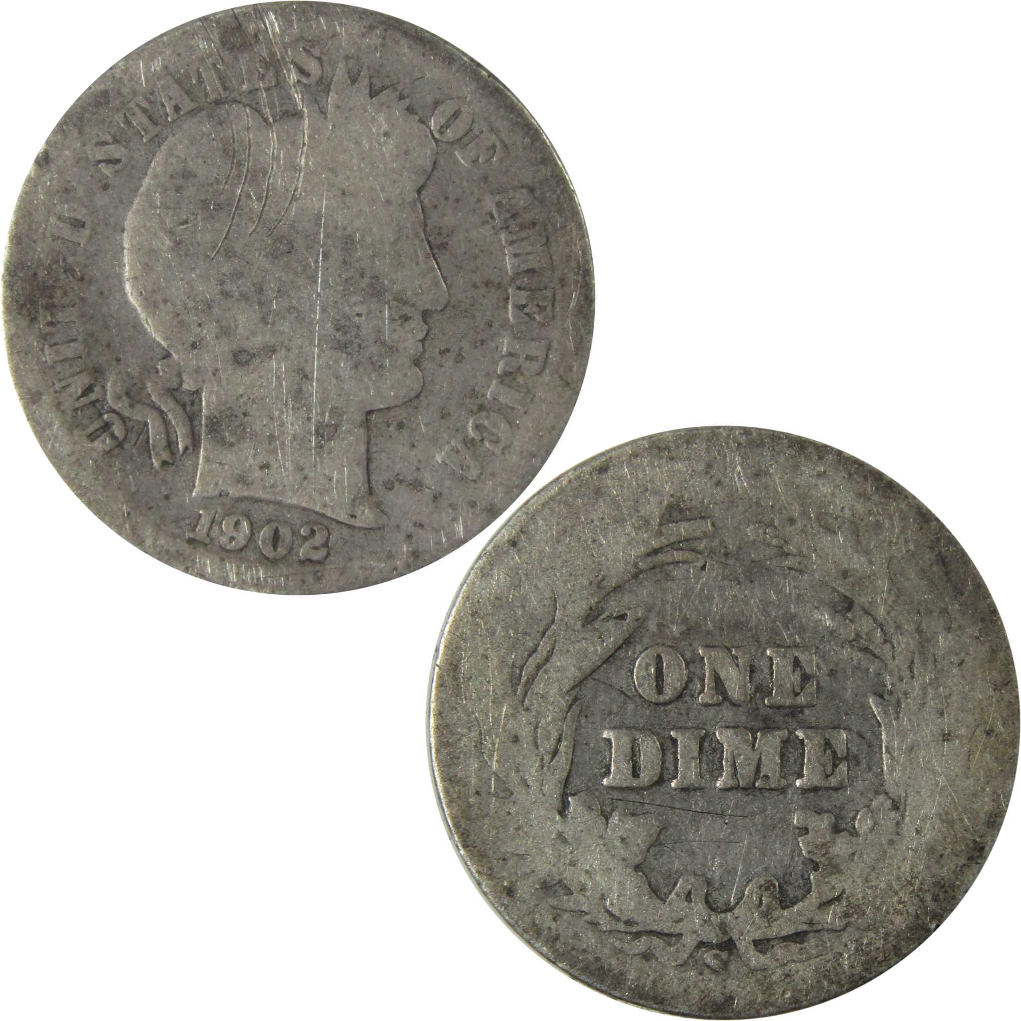 1902 S Barber Silver Dime AG About Good Details 10c Coin SKU:CP1006