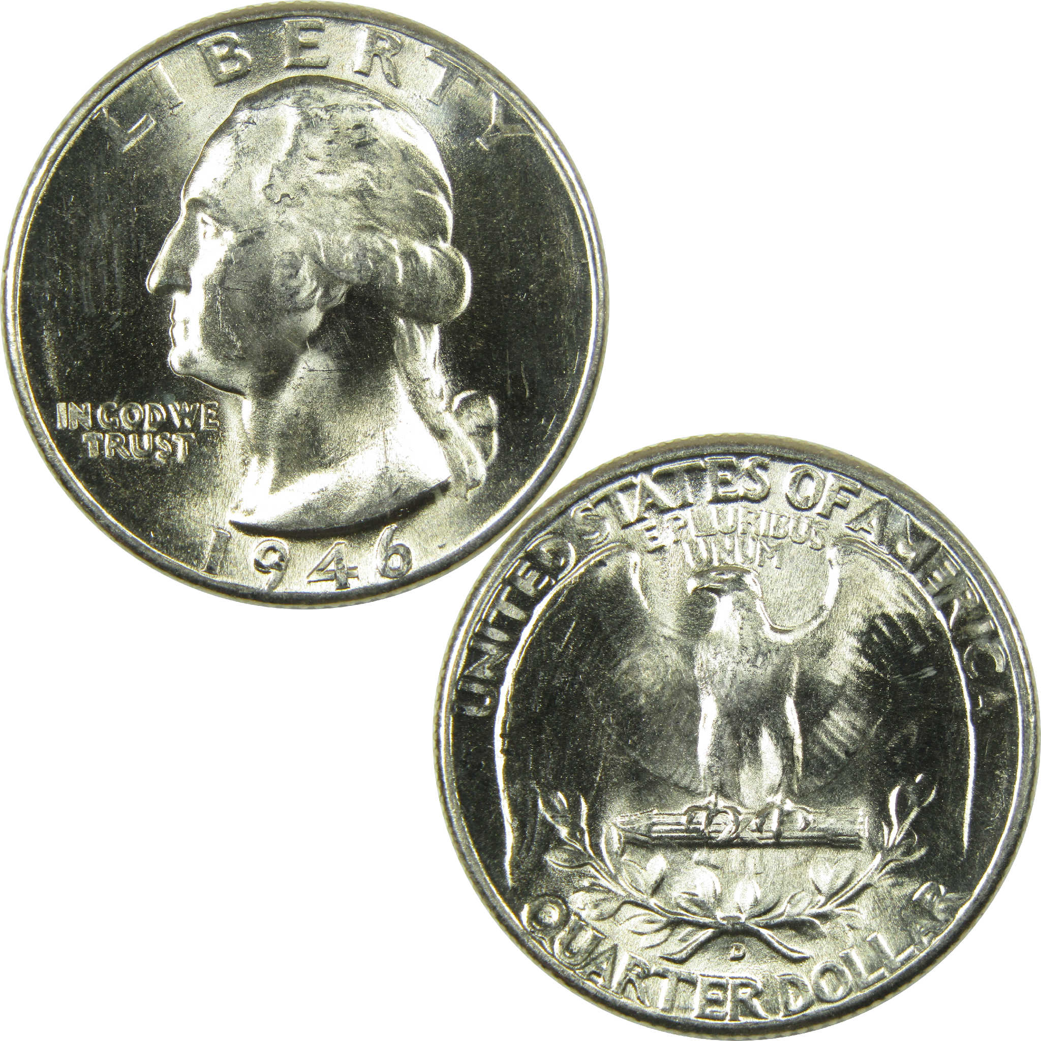 1946 D Washington Silver Quarter Uncirculated Mint State 25c Coin