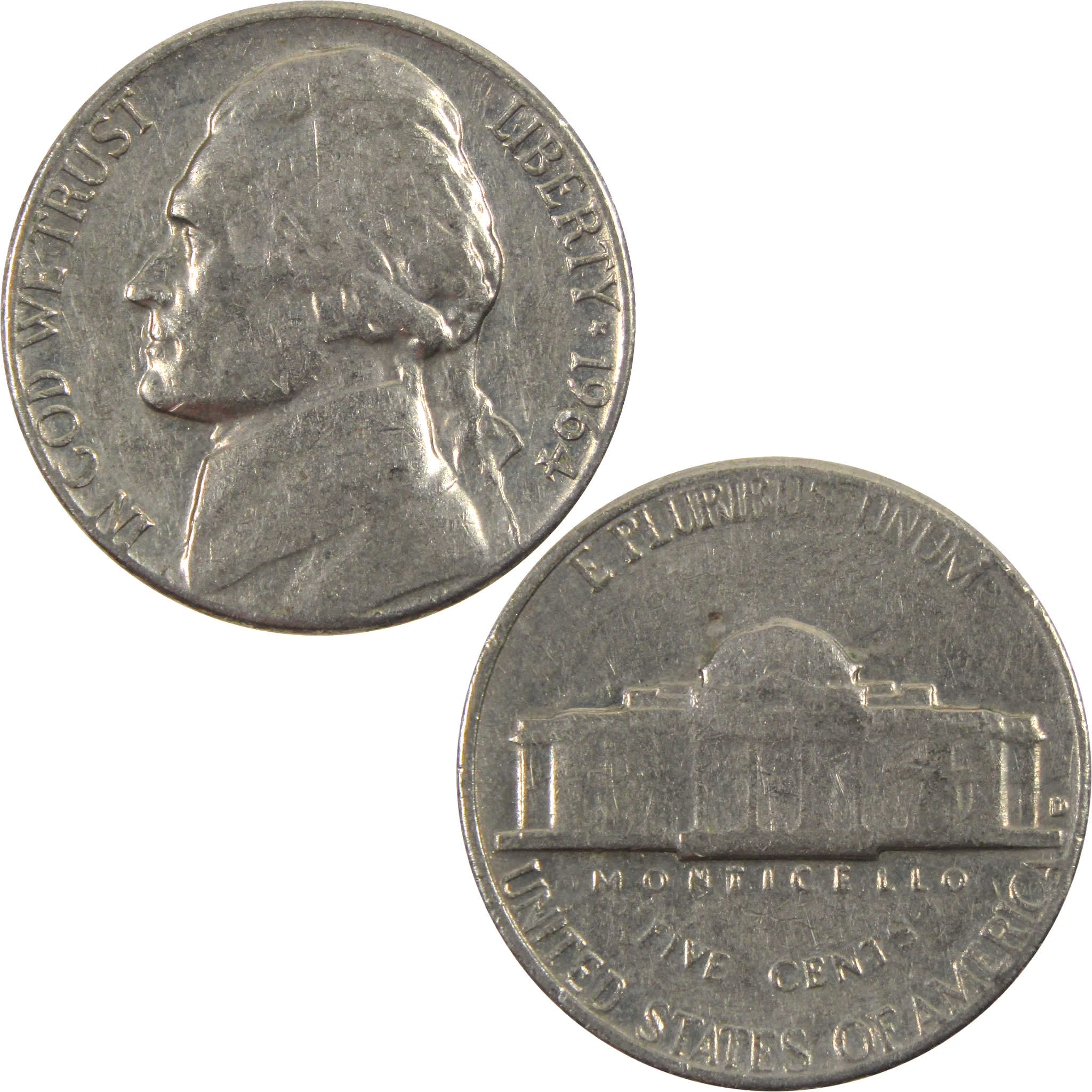 1964年ニッケル5セント 1964 P Jefferson Nickel 5 cent Brilliant Uncirculated US Five