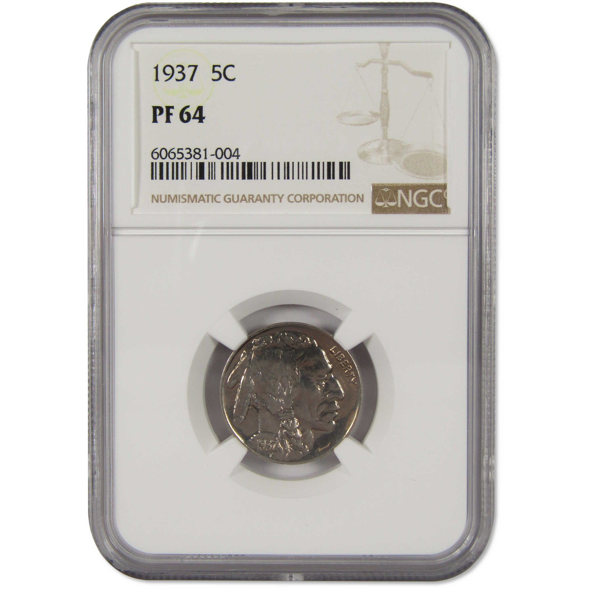 1937 Indian Head Buffalo Nickel PF 64 NGC 5c Proof Coin