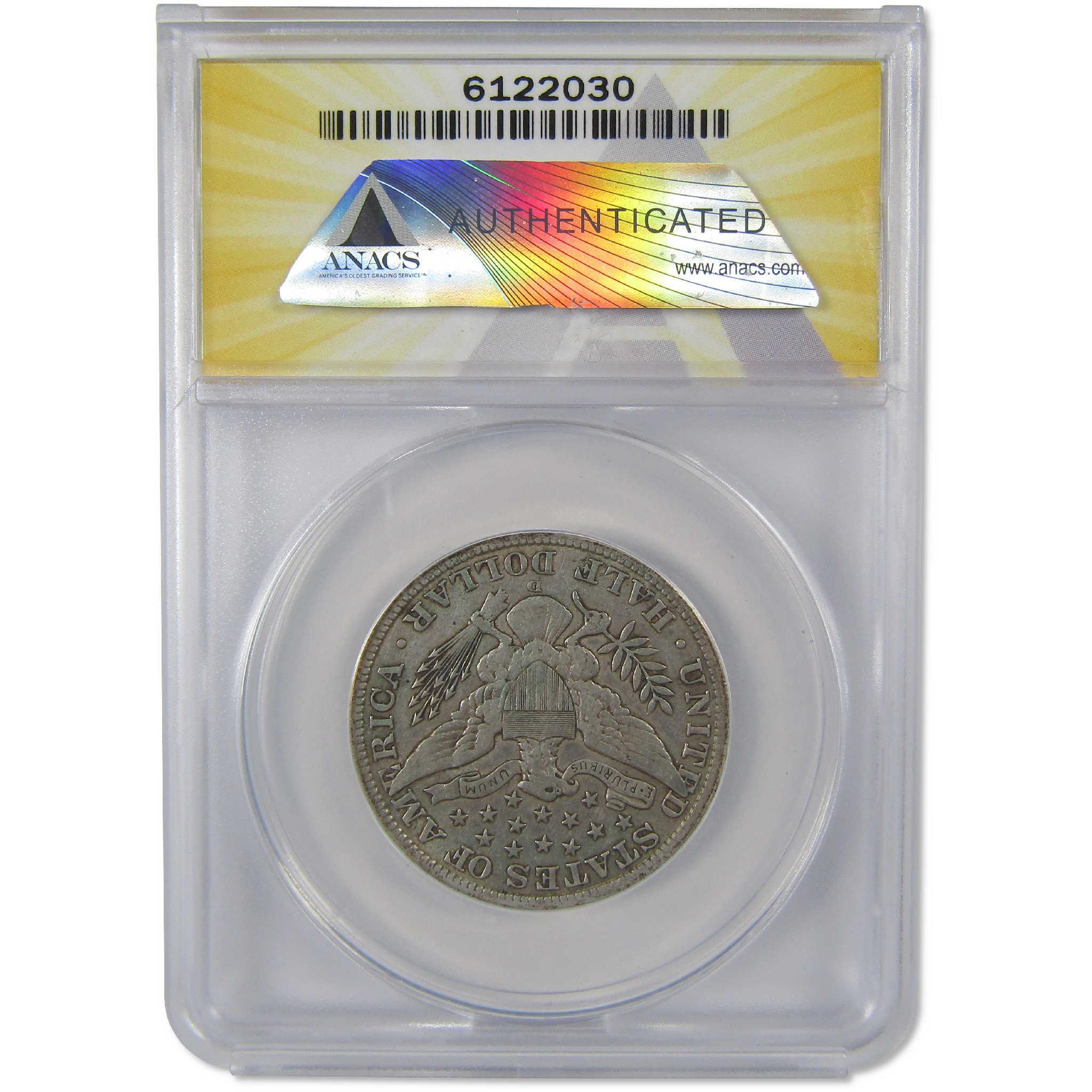 1912 D Barber Silver Half Dollar VF 20 ANACS 50c Coin Collectible