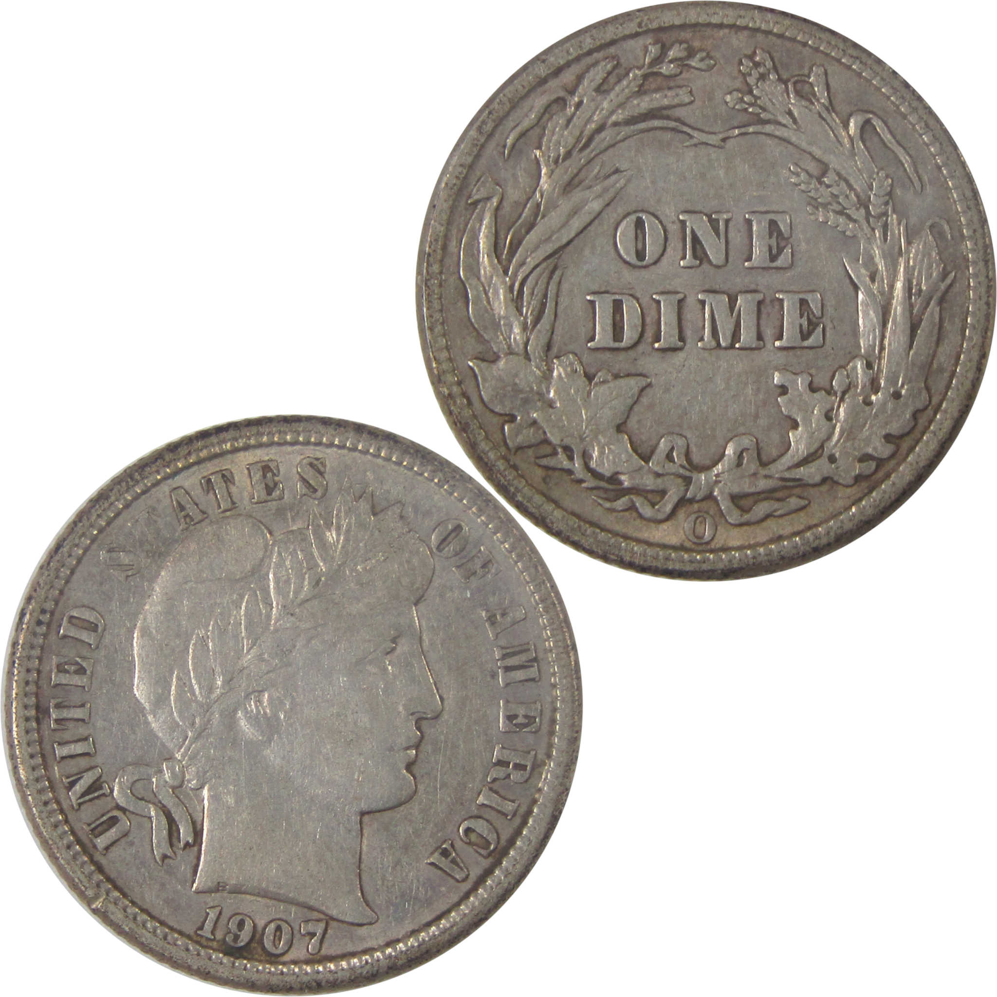 1907 O Barber Dime AU About Uncirculated Silver 10c Coin SKU:I17035