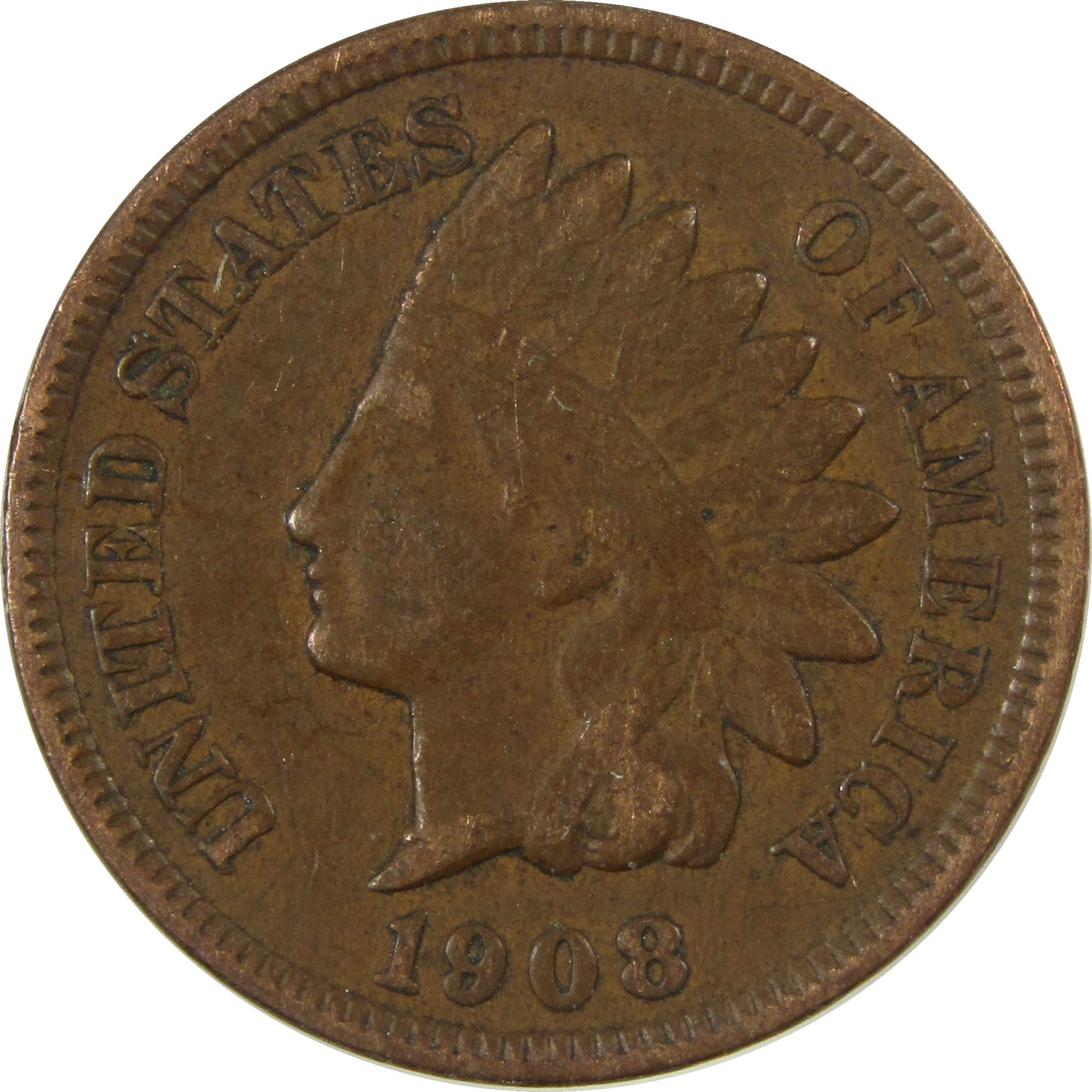 1908 Indian Head Cent VF Very Fine Penny 1c Coin SKU:I26960