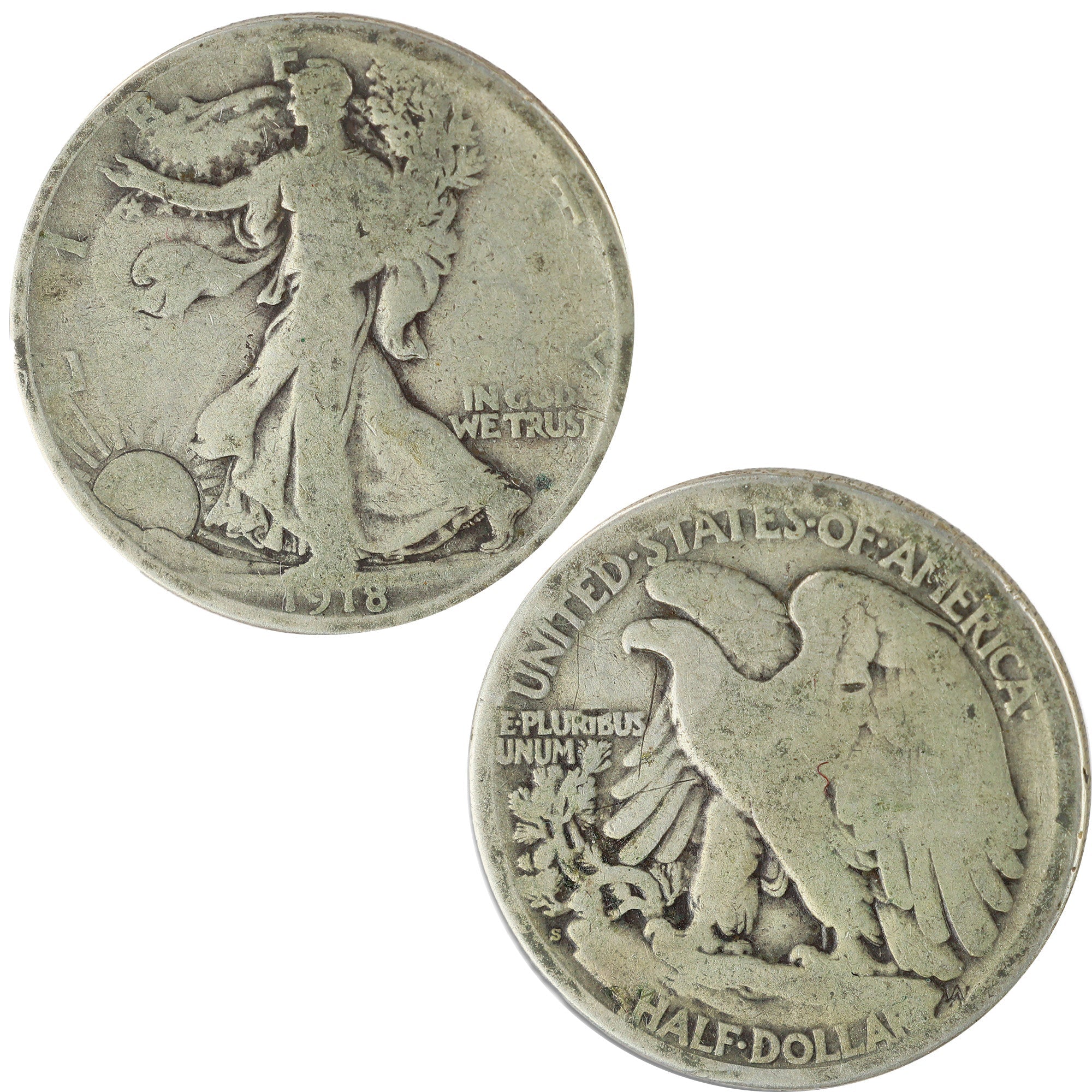 1918 S Liberty Walking Half Dollar G Good Silver 50c Coin SKU:I11977