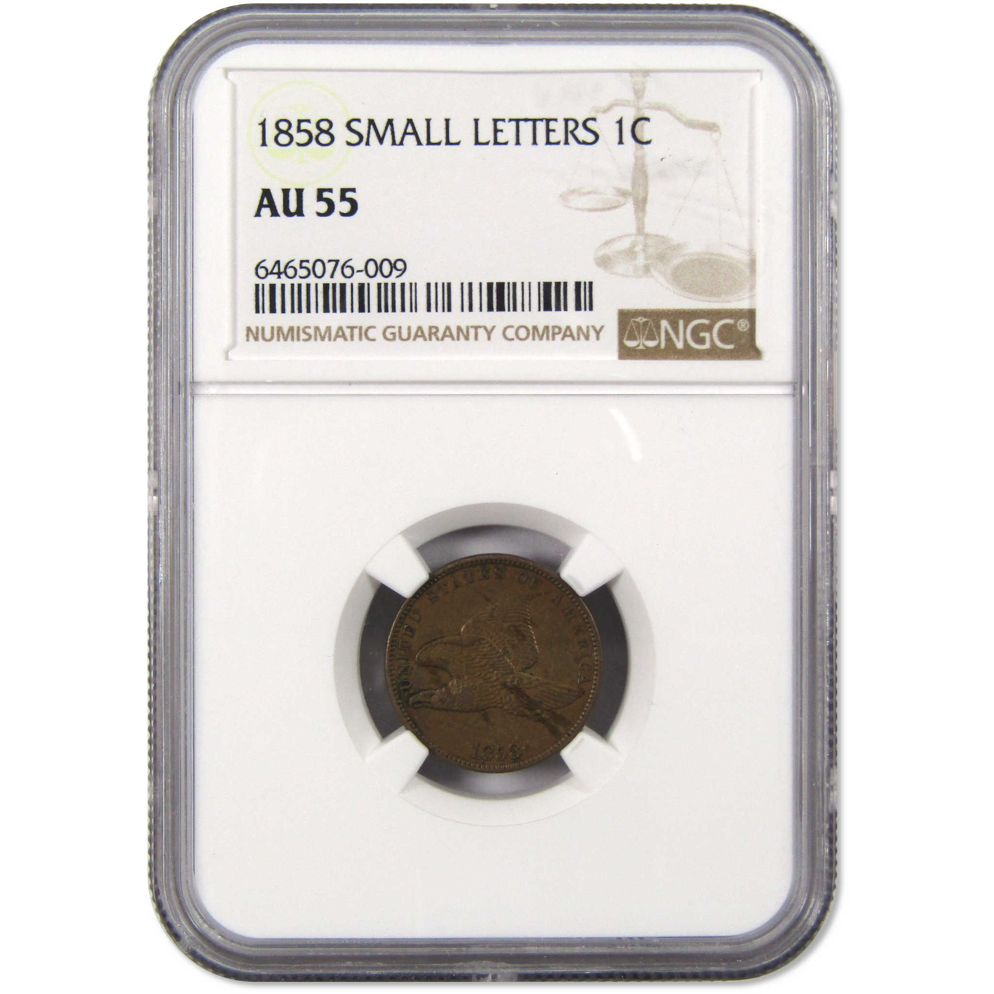 1858 Small Letters Flying Eagle Cent AU 55 NGC Copper-Nickel SKU:I9602