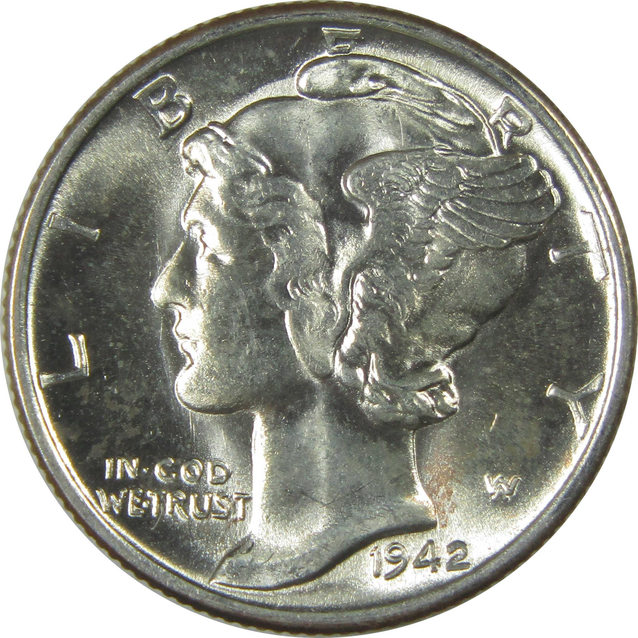 1942 Mercury Silver Dime BU Choice Uncirculated Mint State SKU:I23999
