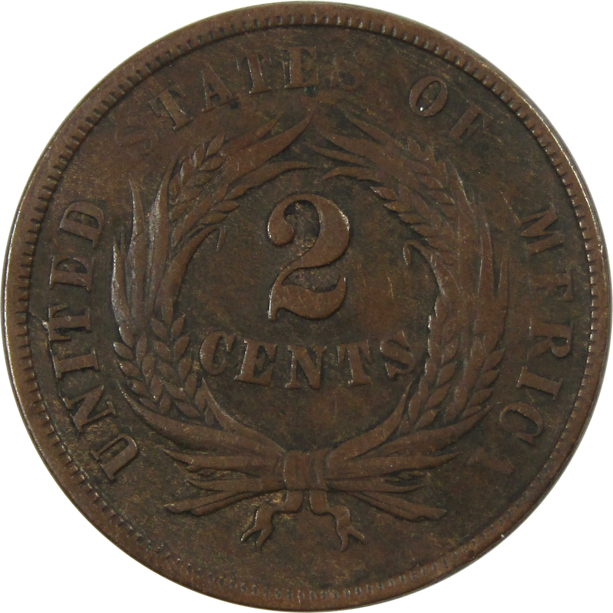 1865 Two Cent Piece VF Very Fine 2c Coin SKU:I13860