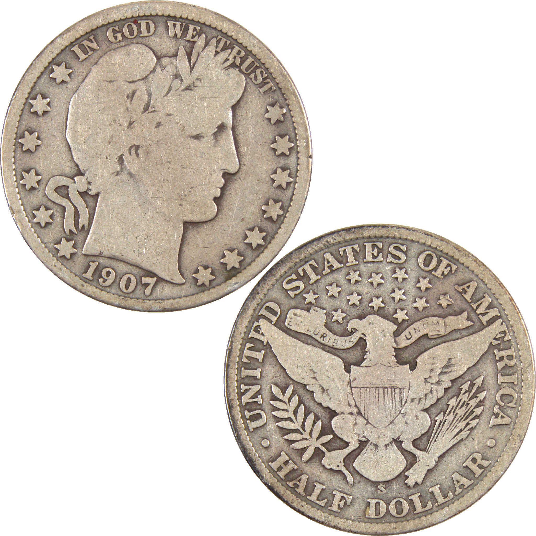 1907 S Barber Half Dollar G Good Silver 50c Coin