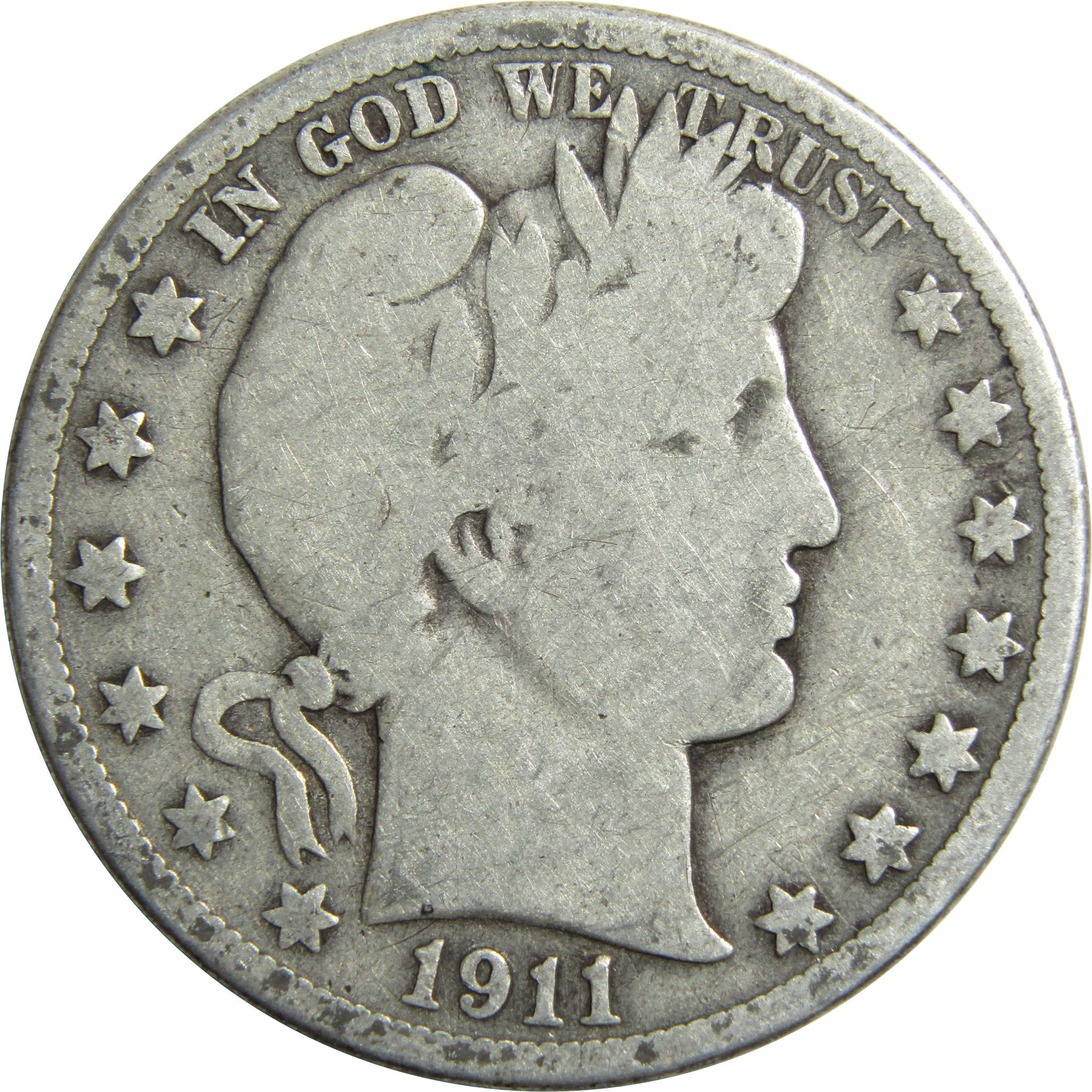 1911 D Barber Half Dollar G Good Silver 50c Coin SKU:I13235