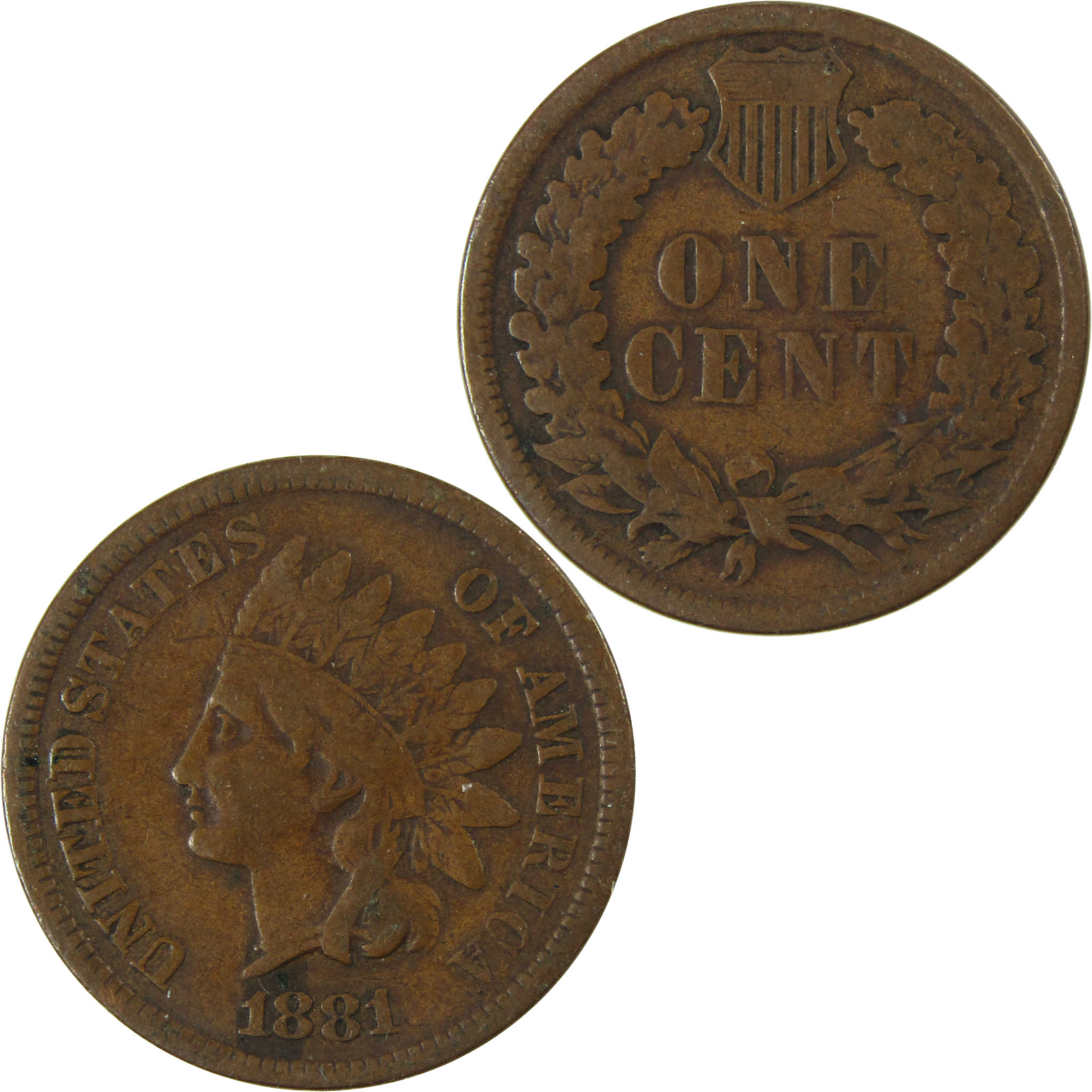 1881 Indian Head Cent F Fine Penny 1c Coin SKU:I27003