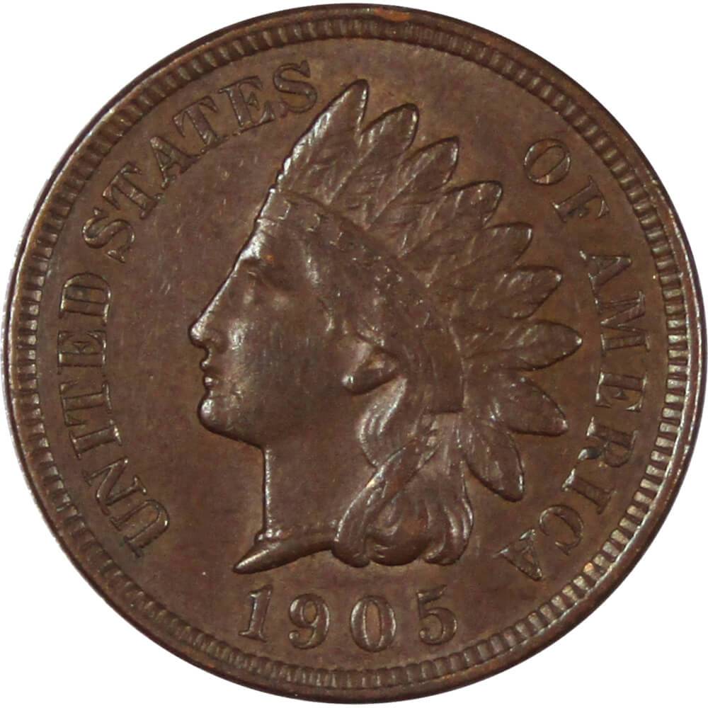 1905 Indian Head Cent AU About Uncirculated Penny 1c Coin