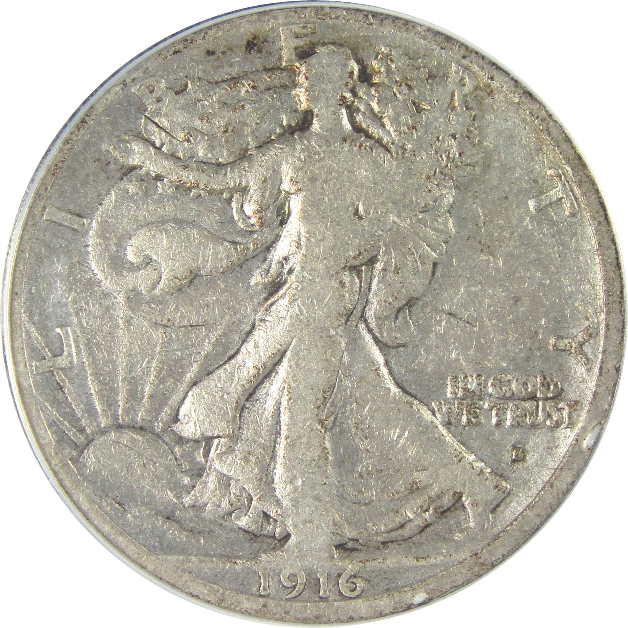 1916 S Liberty Walking Half Dollar VG 10 Details ANACS SKU:I16178