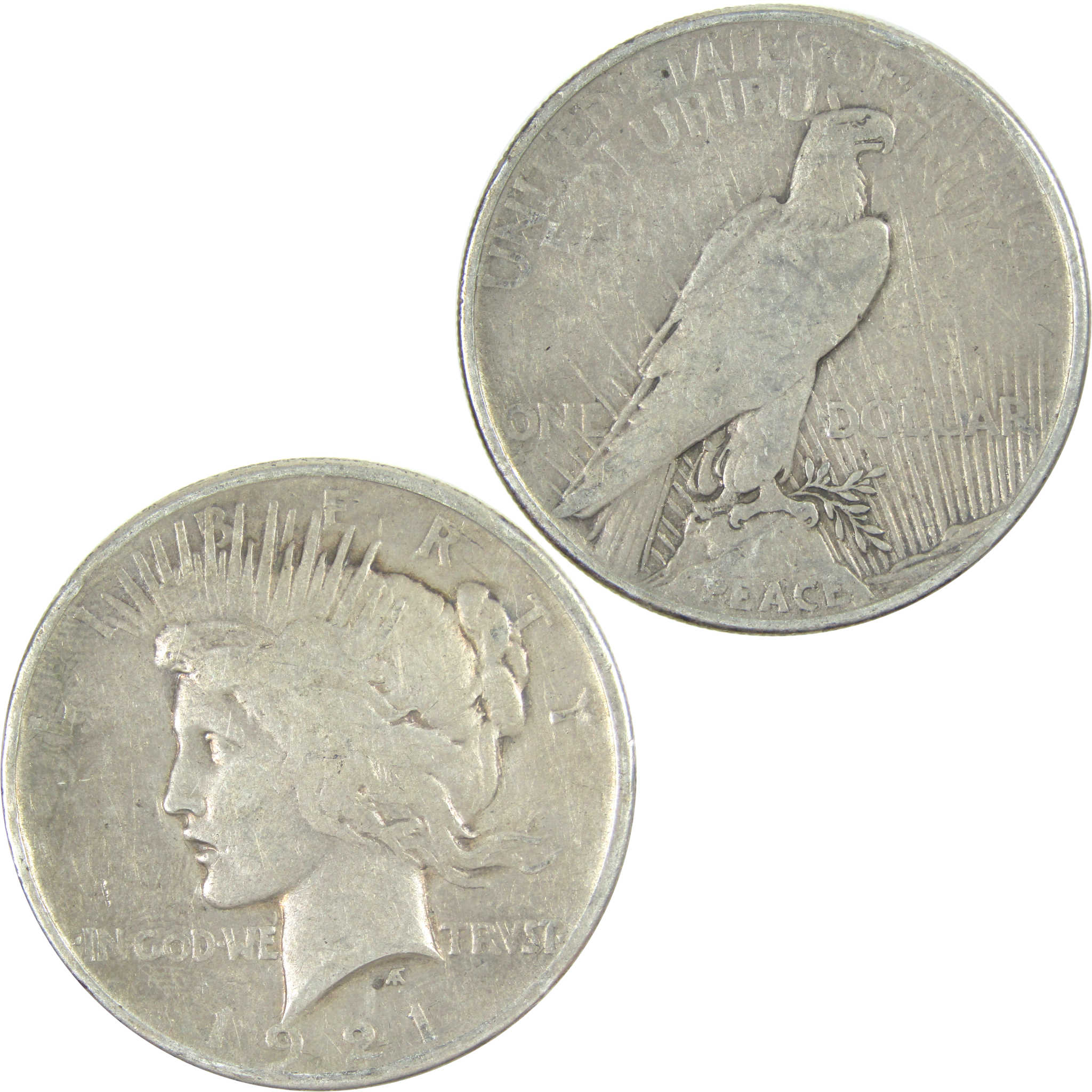 1921 High Relief Peace Dollar F Fine Silver $1 Coin SKU:I16513