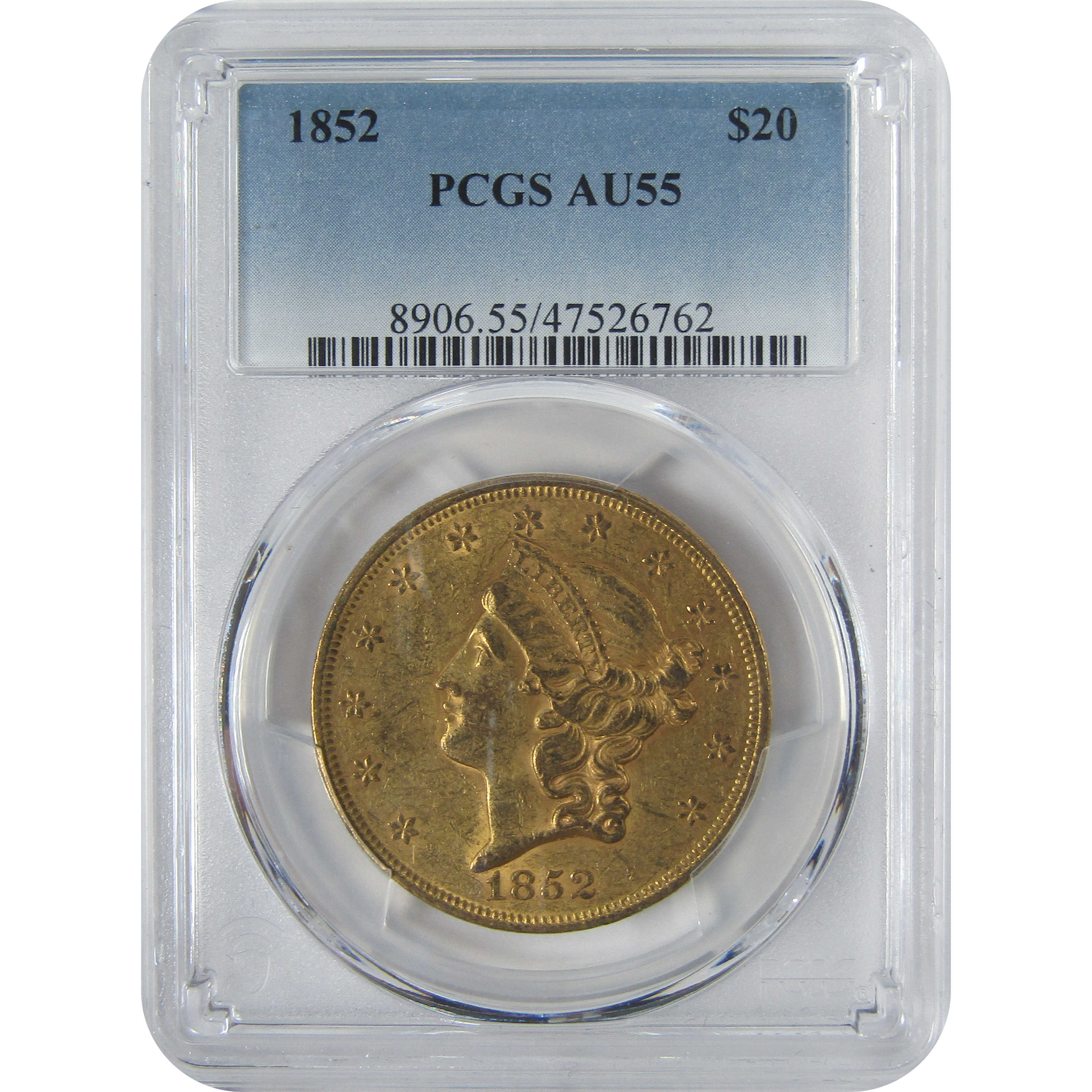 1852 Liberty Head Double Eagle AU 55 PCGS Gold $20 Coin