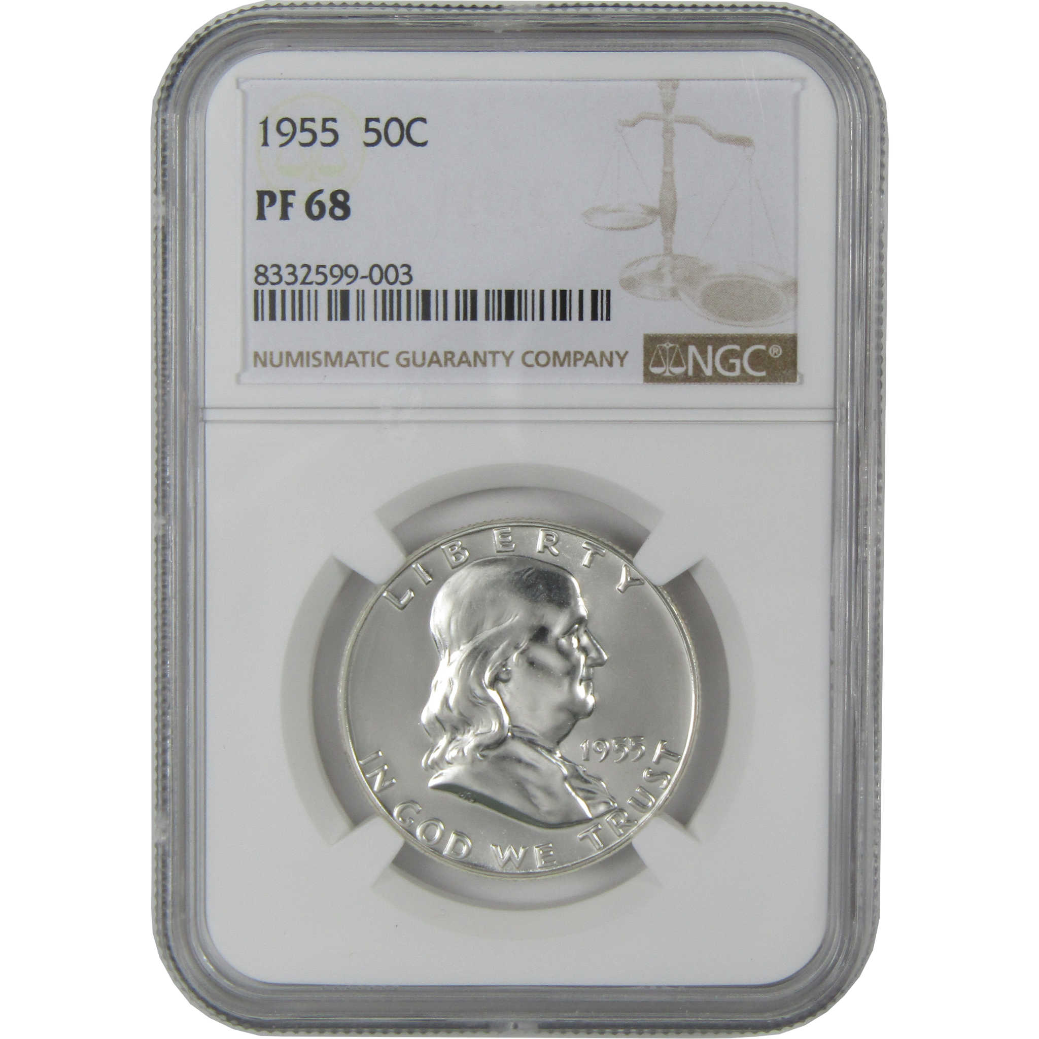 1955 Franklin Silver Half Dollar PF 68 NGC Proof 50c Coin SKU:I27400