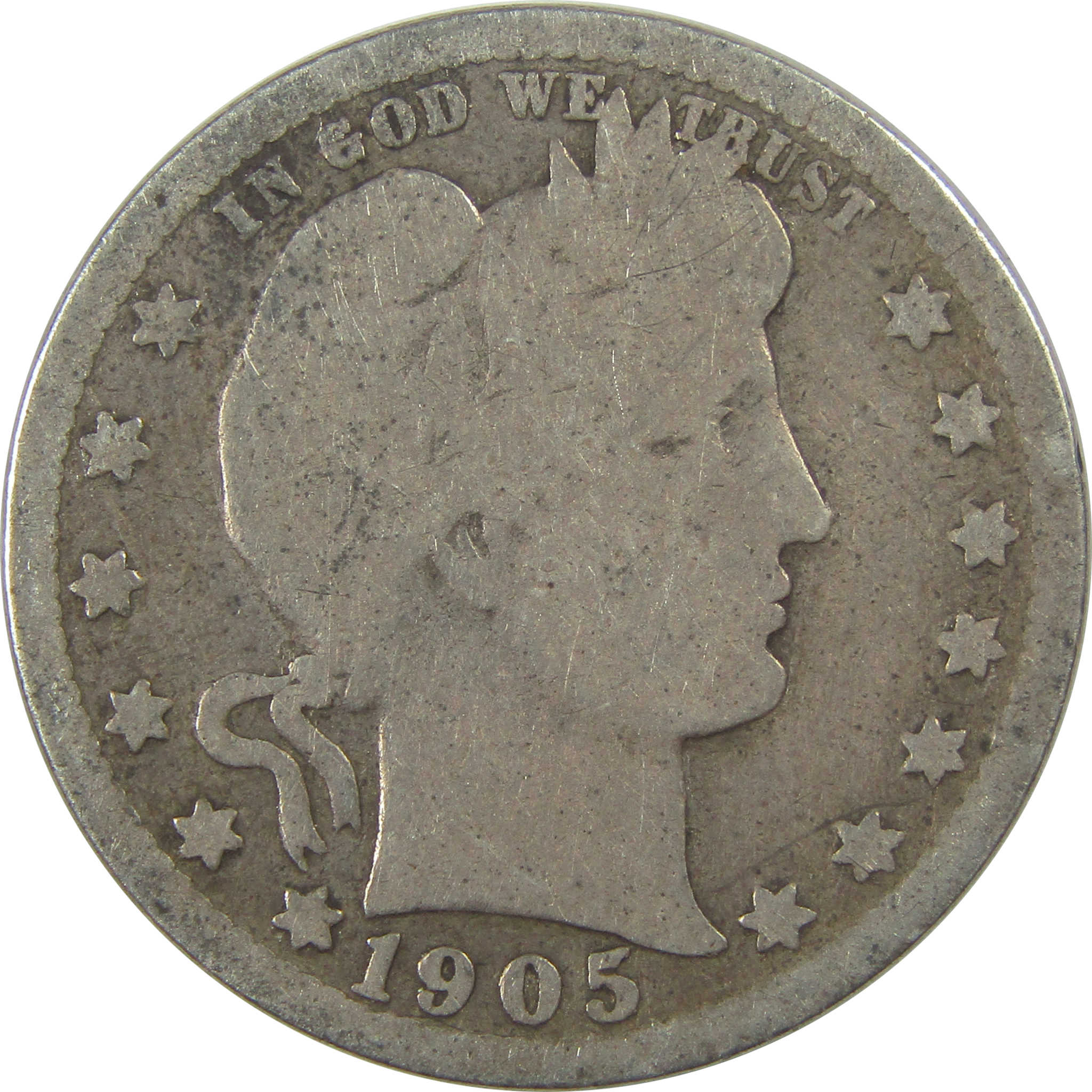 1905 Barber Quarter AG About Good Silver 25c Coin SKU:I21796