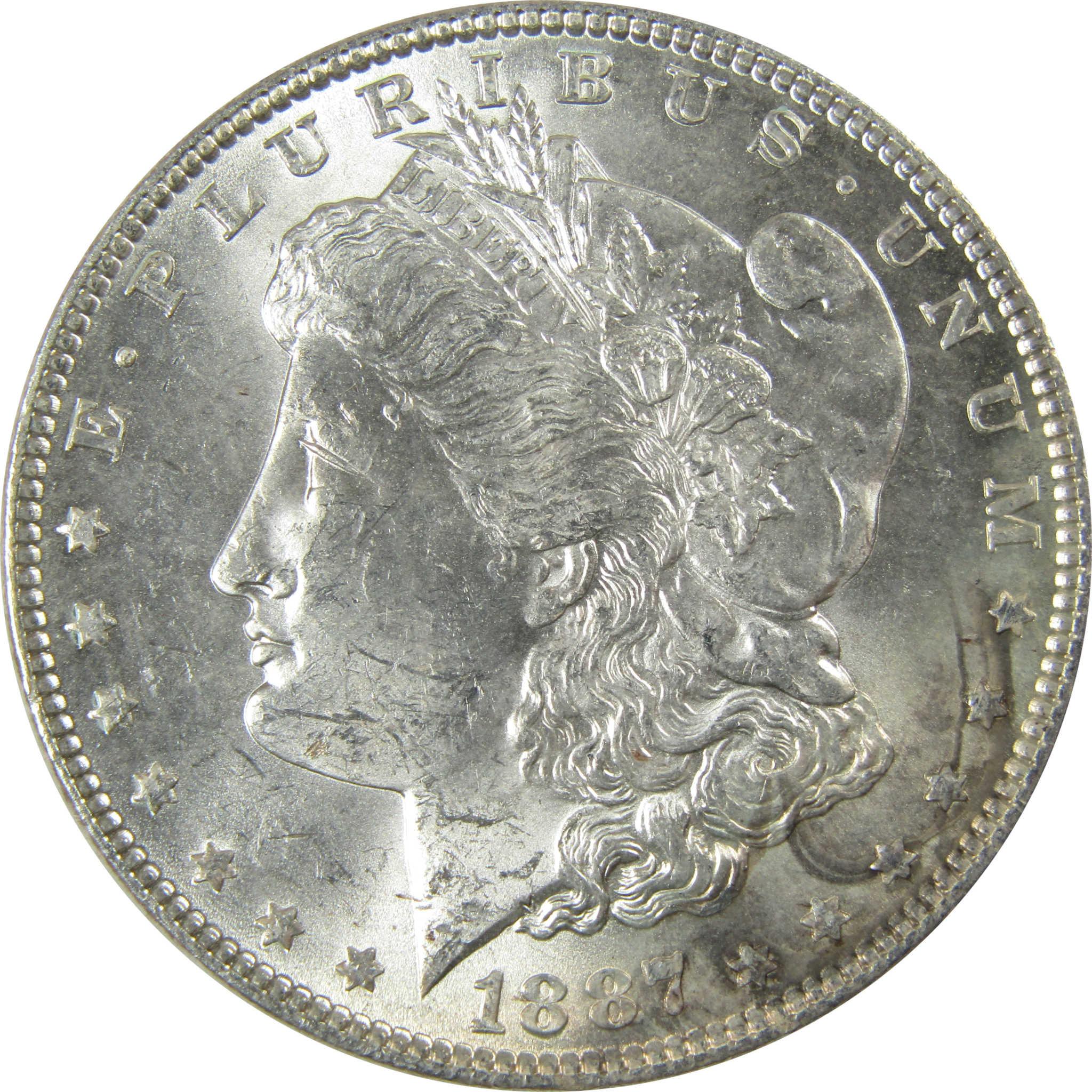 1887 Morgan Silver Dollar Uncirculated Mint State $1 Coin SKU:CP675 - Morgan coin - Morgan silver dollar - Morgan silver dollar for sale - Profile Coins &amp; Collectibles