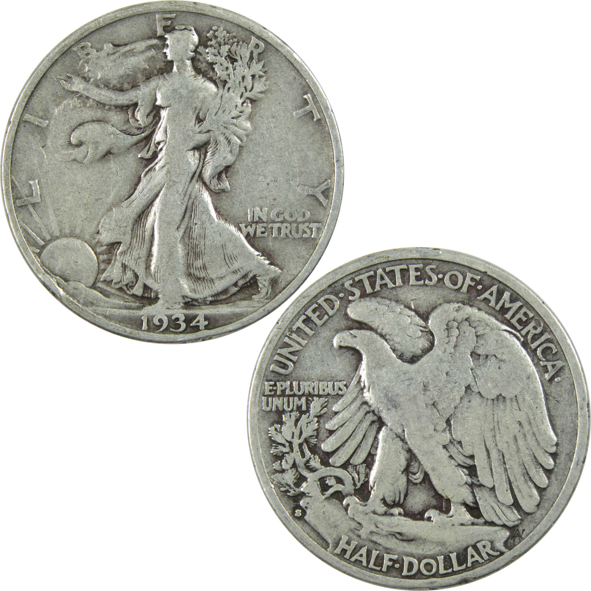 1934 S Liberty Walking Half Dollar VG Very Good Silver 50c SKU:I12109