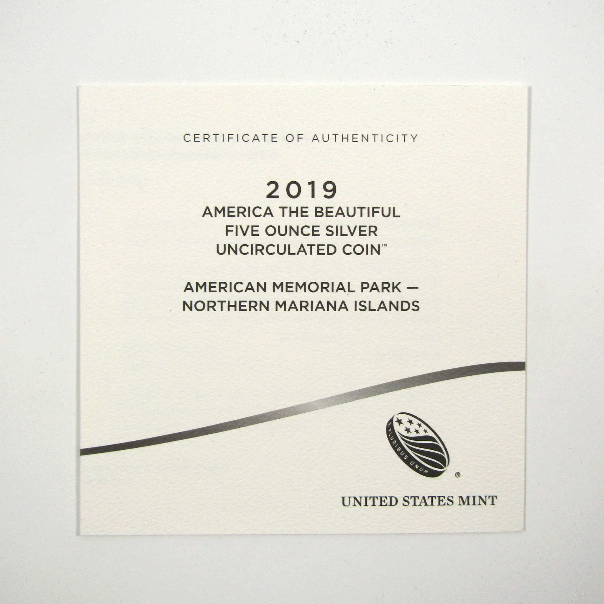 2019 P American Memorial Park 5 oz .999 Silver OGP COA SKU:CPC2601