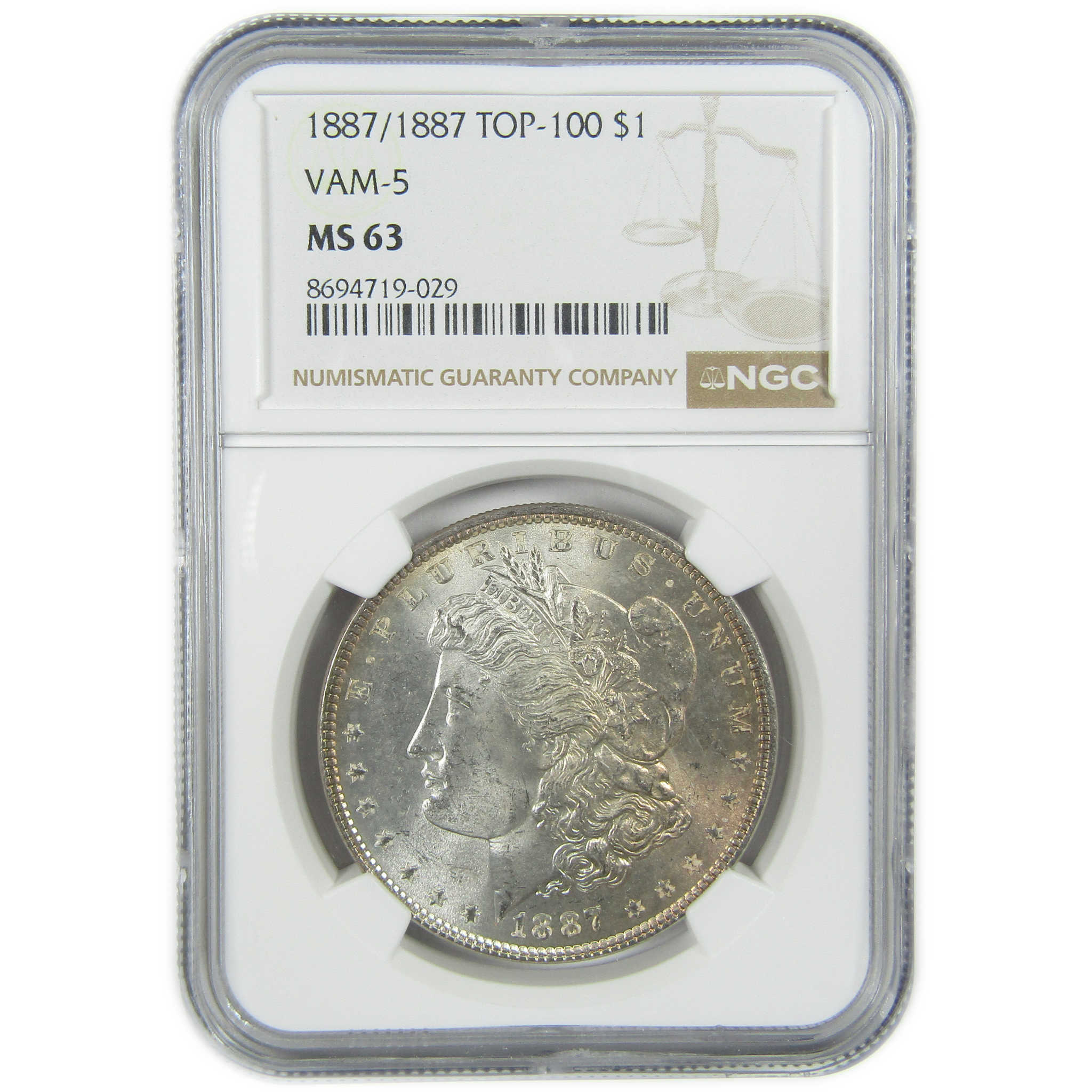 1887/1887 VAM-5 Doubled Date Morgan Silver Dollar MS 63 NGC SKU:I27558