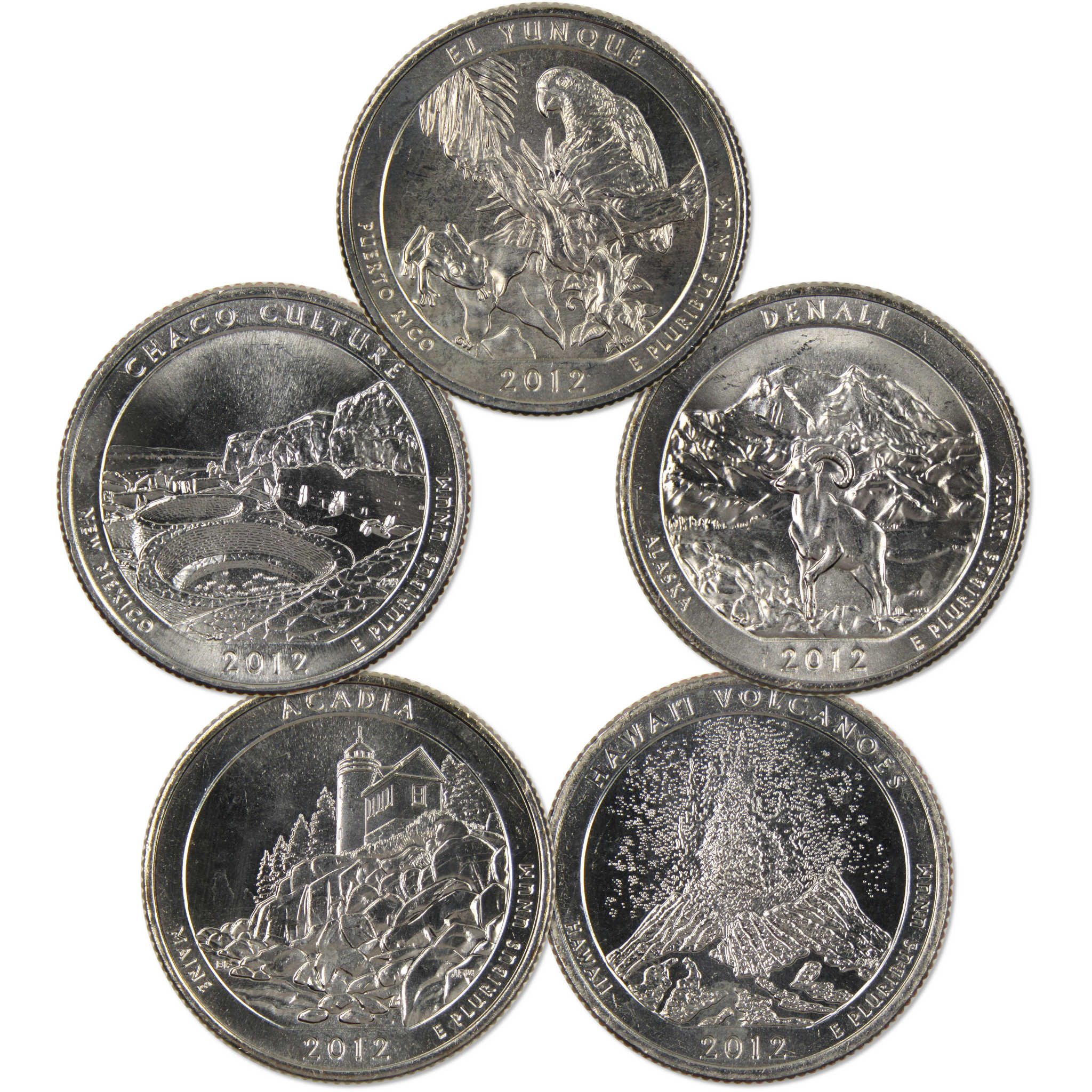 2012 S Quarter 5 Coin Set Clad Uncirculated Mint State 25c Collectible