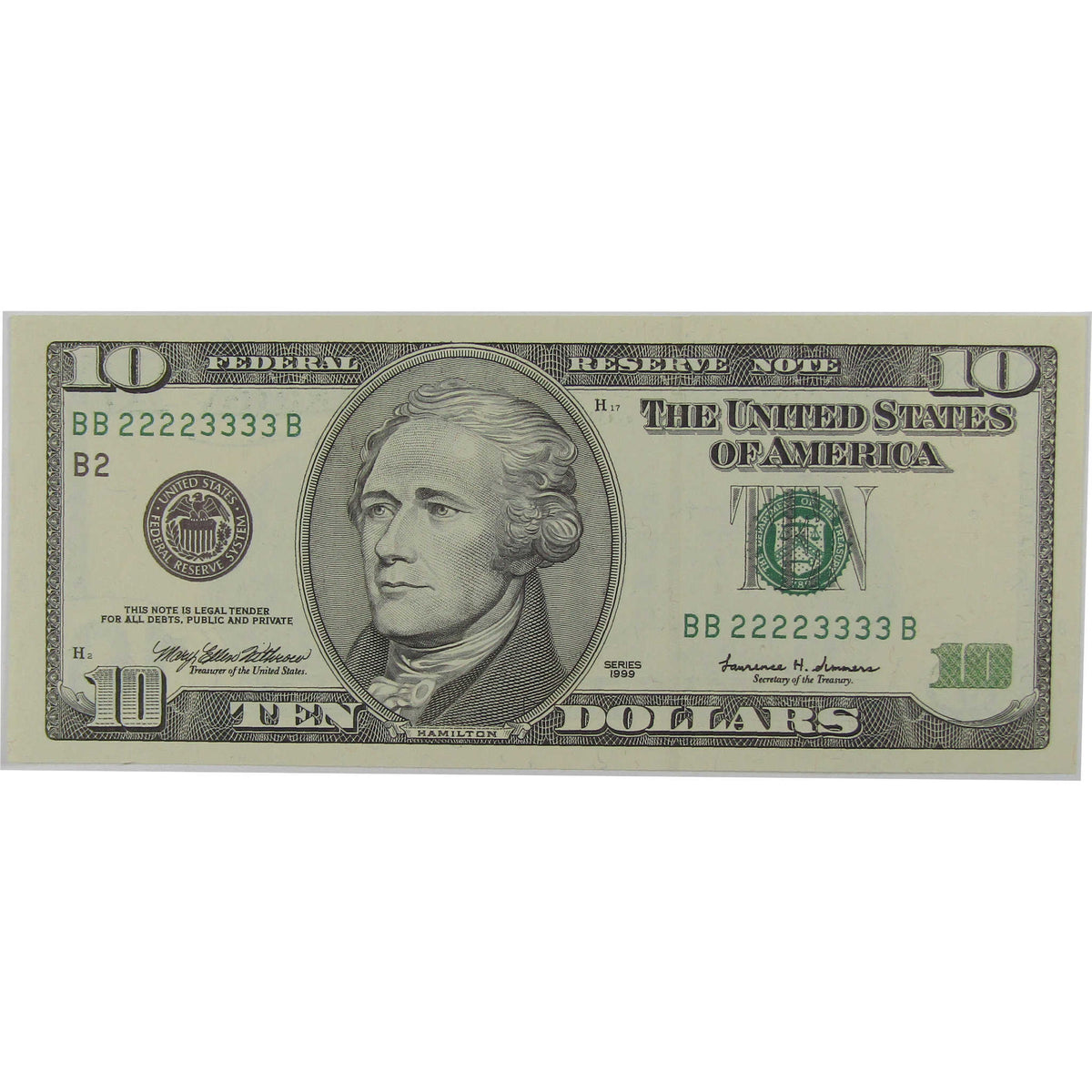 $10 Federal Reserve Note CCU Choice Crisp Uncirculated Split Quad