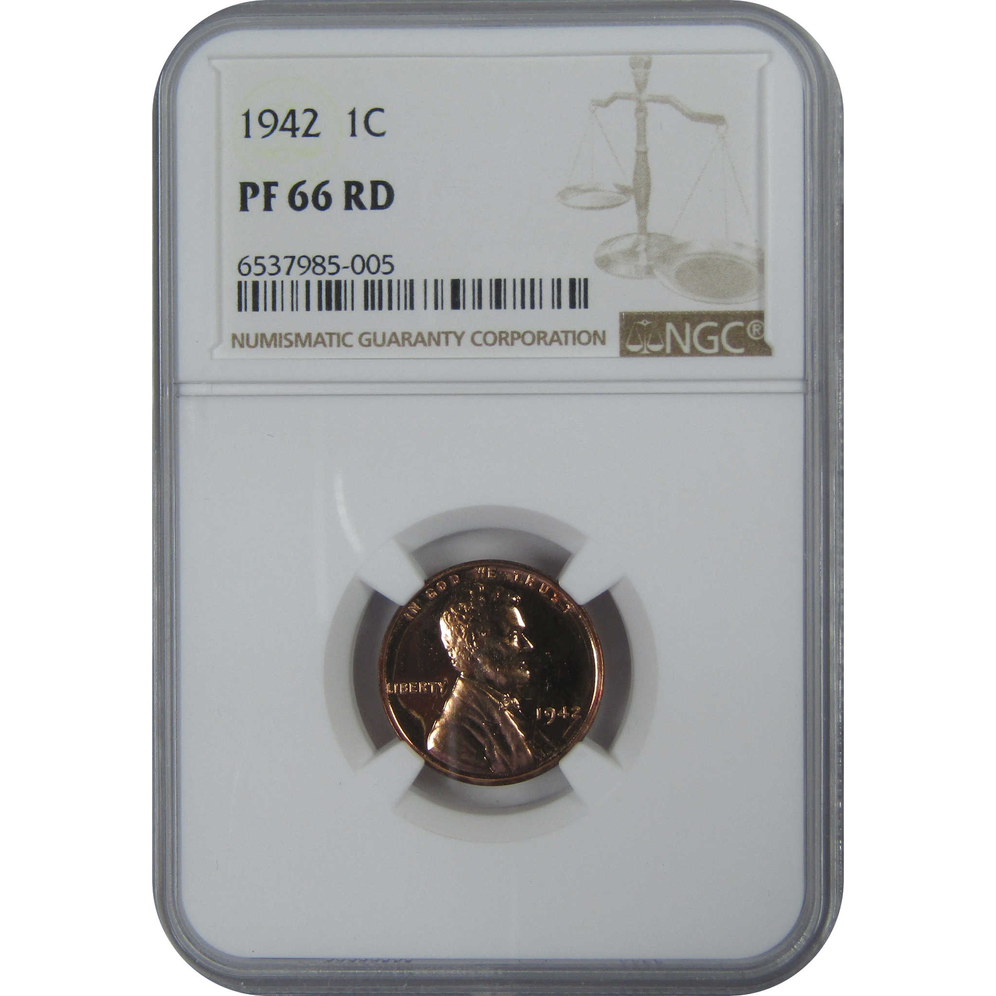 1942 Lincoln Wheat Cent PF 66 RD NGC Penny 1c Proof Coin