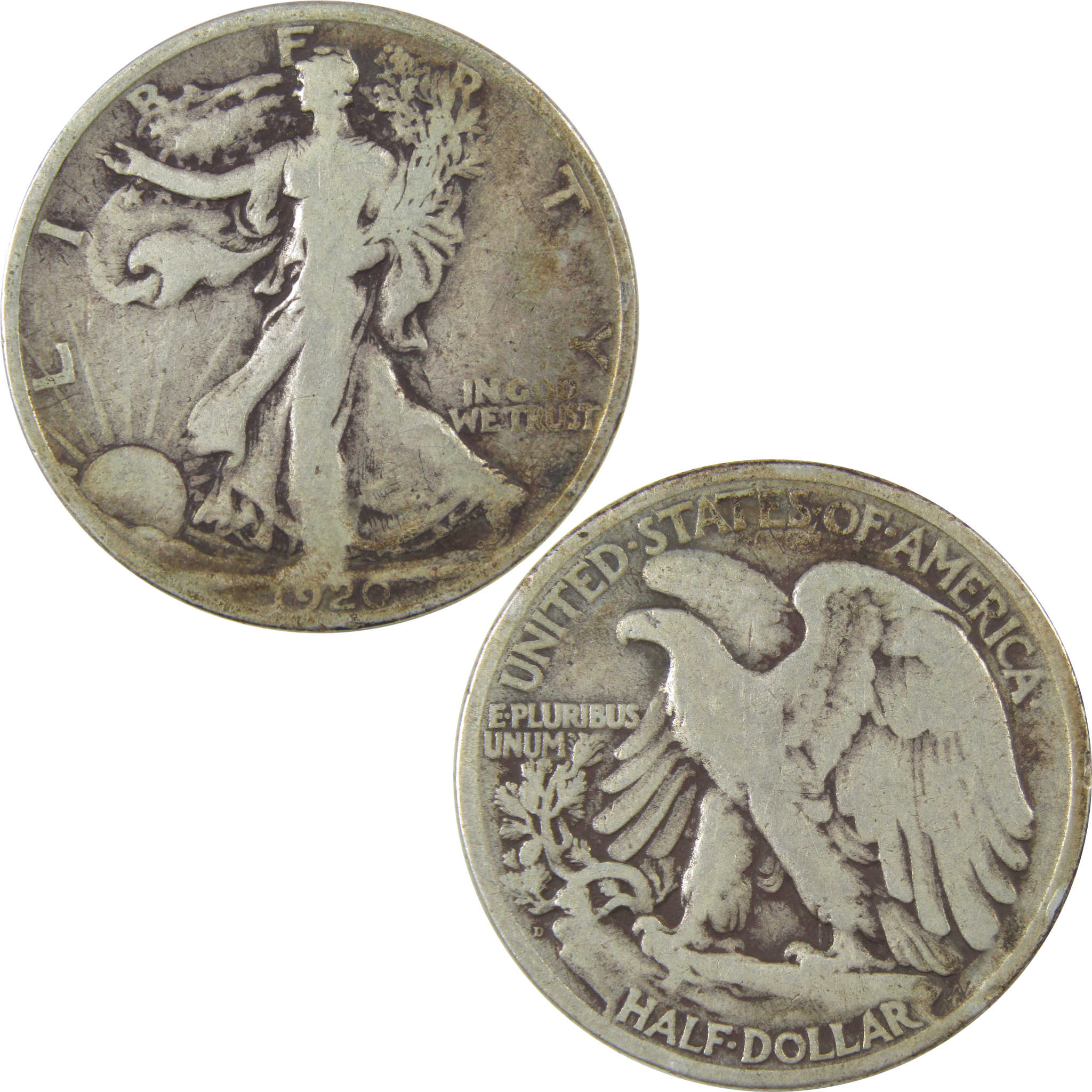 1920 D Liberty Walking Silver Half Dollar VG Very Good Coin SKU:I24152