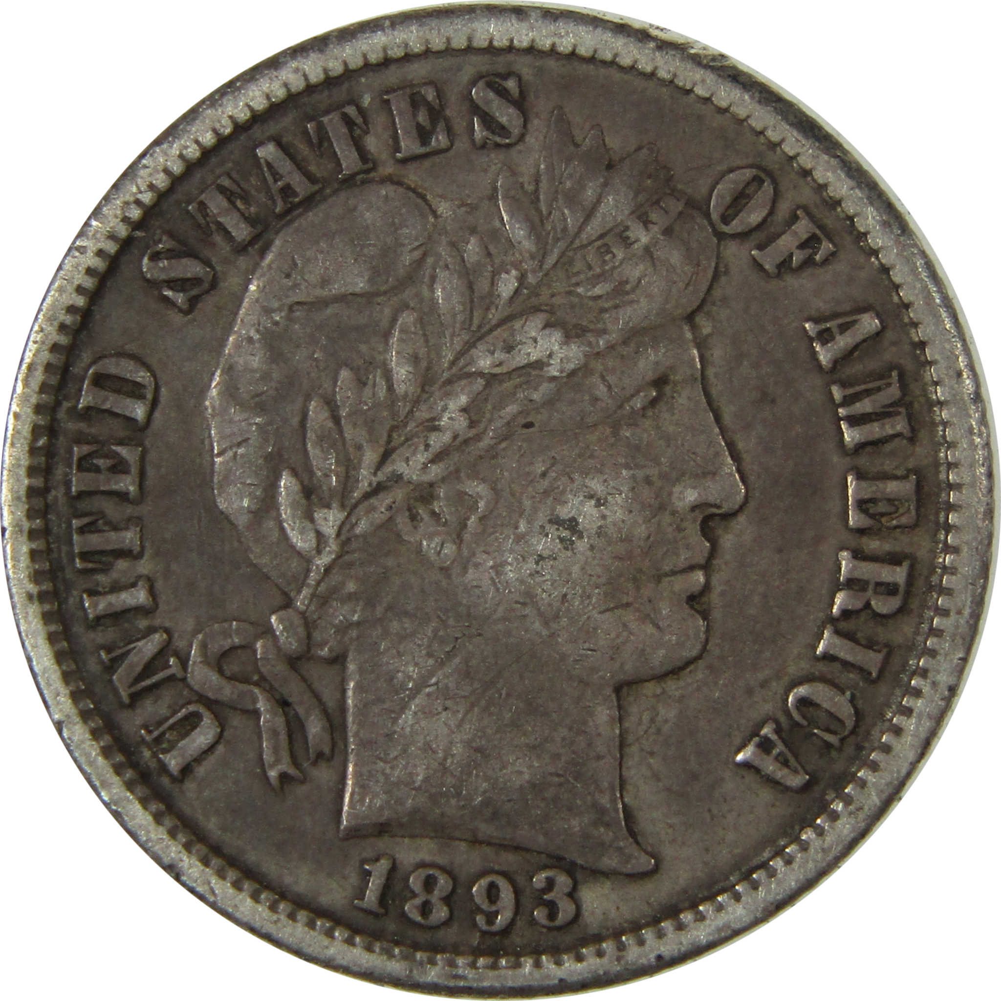 1893 S Barber Silver Dime VF Very Fine 10c Coin Collectible SKU:CP1013