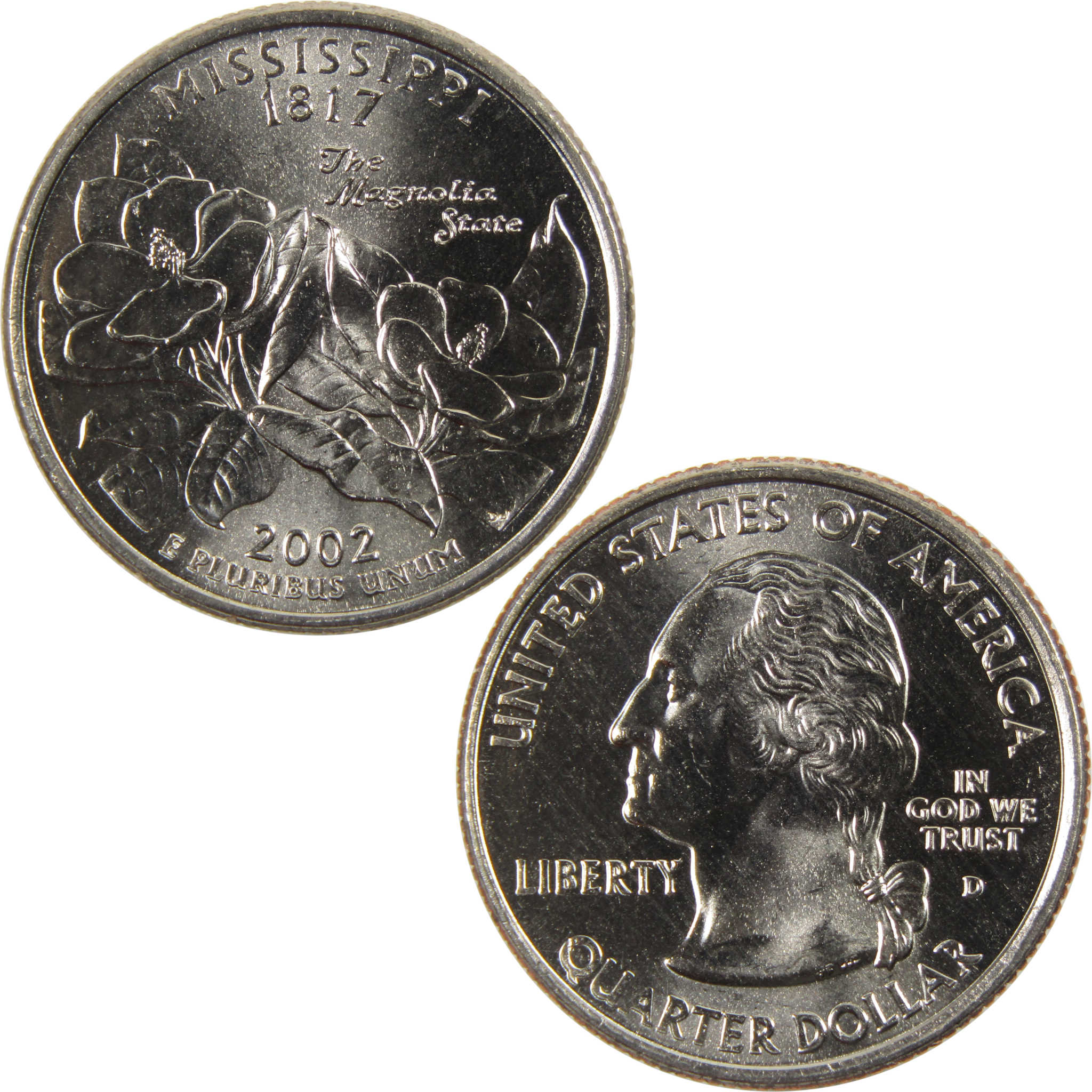 2002 D Mississippi State Quarter BU Uncirculated Clad 25c Coin