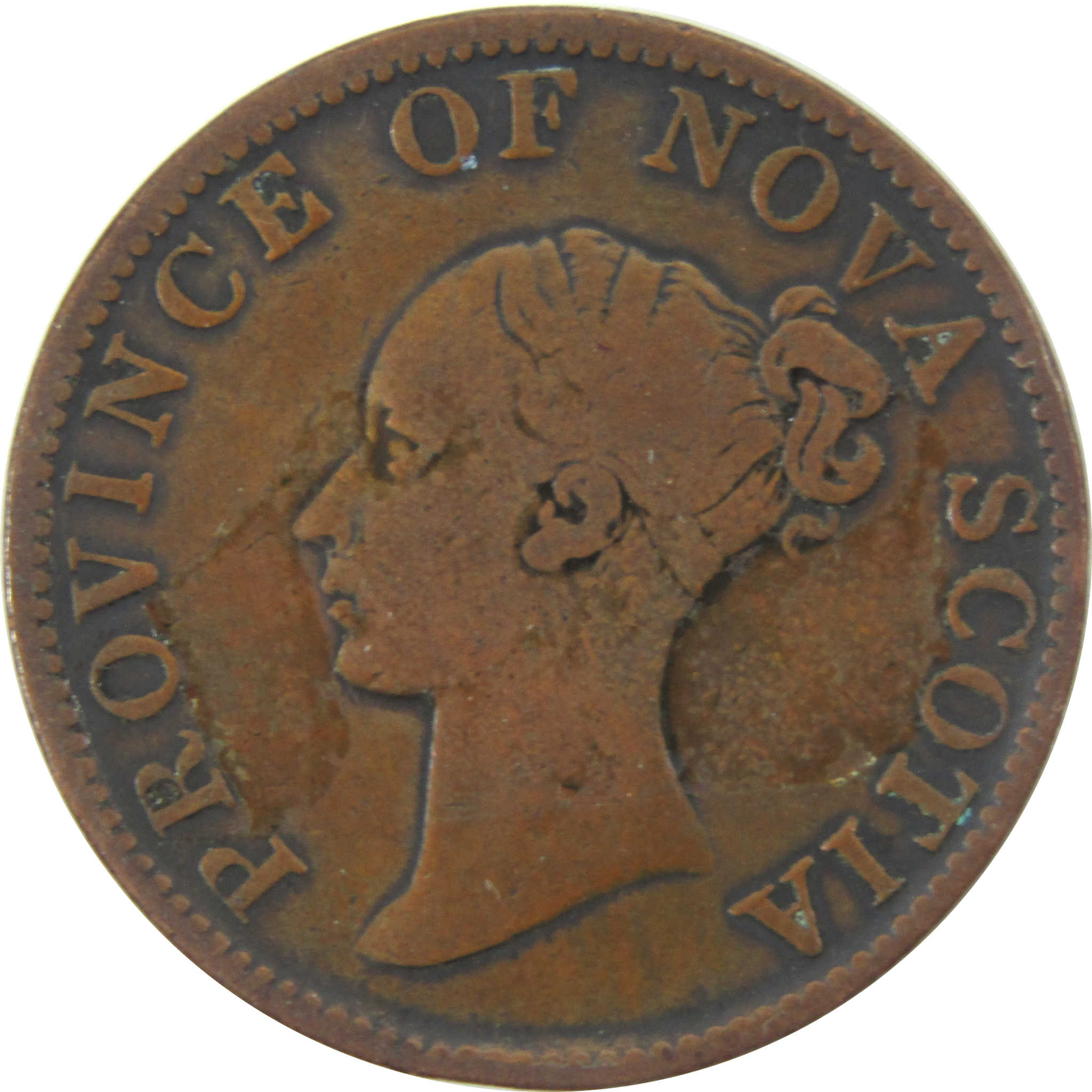 1840 Nova Scotia Token Half Cent F Fine Copper 1/2c SKU:CPC9037